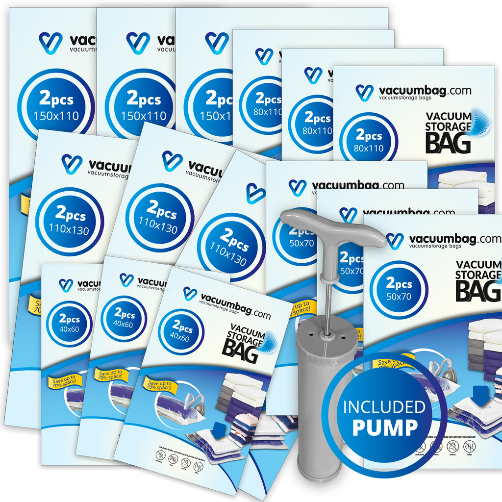 Vacuumbag.com Vacuumzakken Pakket XL Home met pomp [Set 30 zakken+pomp]
