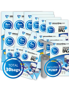 Vacuumbag.com XL Vacuumzakken Pakket Home met pomp [Set 30 zakken+pomp]