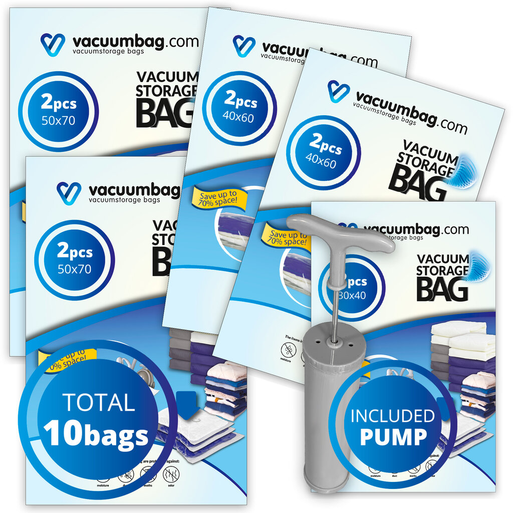 Vacuumbag.com Vacuumzakken Pakket Motorrijder [Set 10 zakken+pomp]