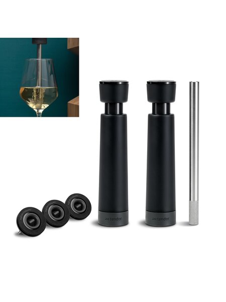 Airtender Complete Wijn beluchter Set + Wijn Vacuumpomp + 3 doppen