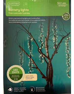 Lumineo Cascade Kerstverlichting 512 LED 8 strengs met twinkel functie voor buiten