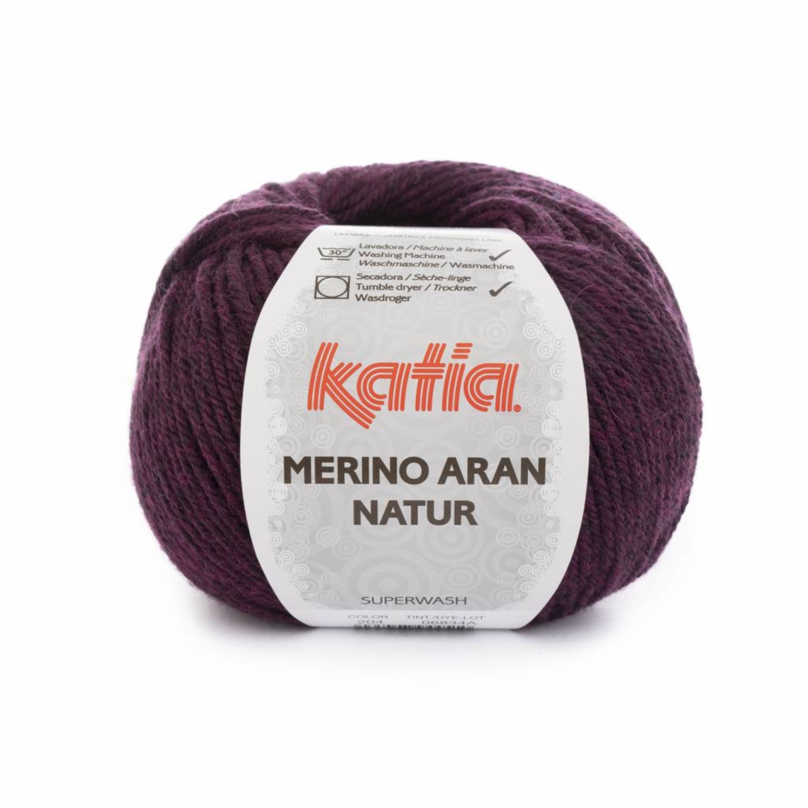 Katia Merino Aran Natur 204 Fuchsia-Zwart