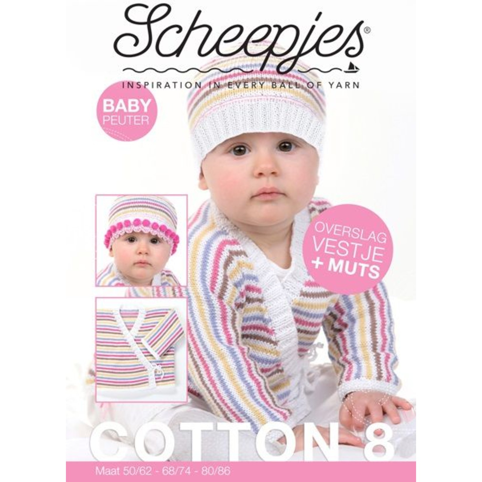 Scheepjes Patroon Overslagvestje en Muts Baby/Peuter in Cotton 8