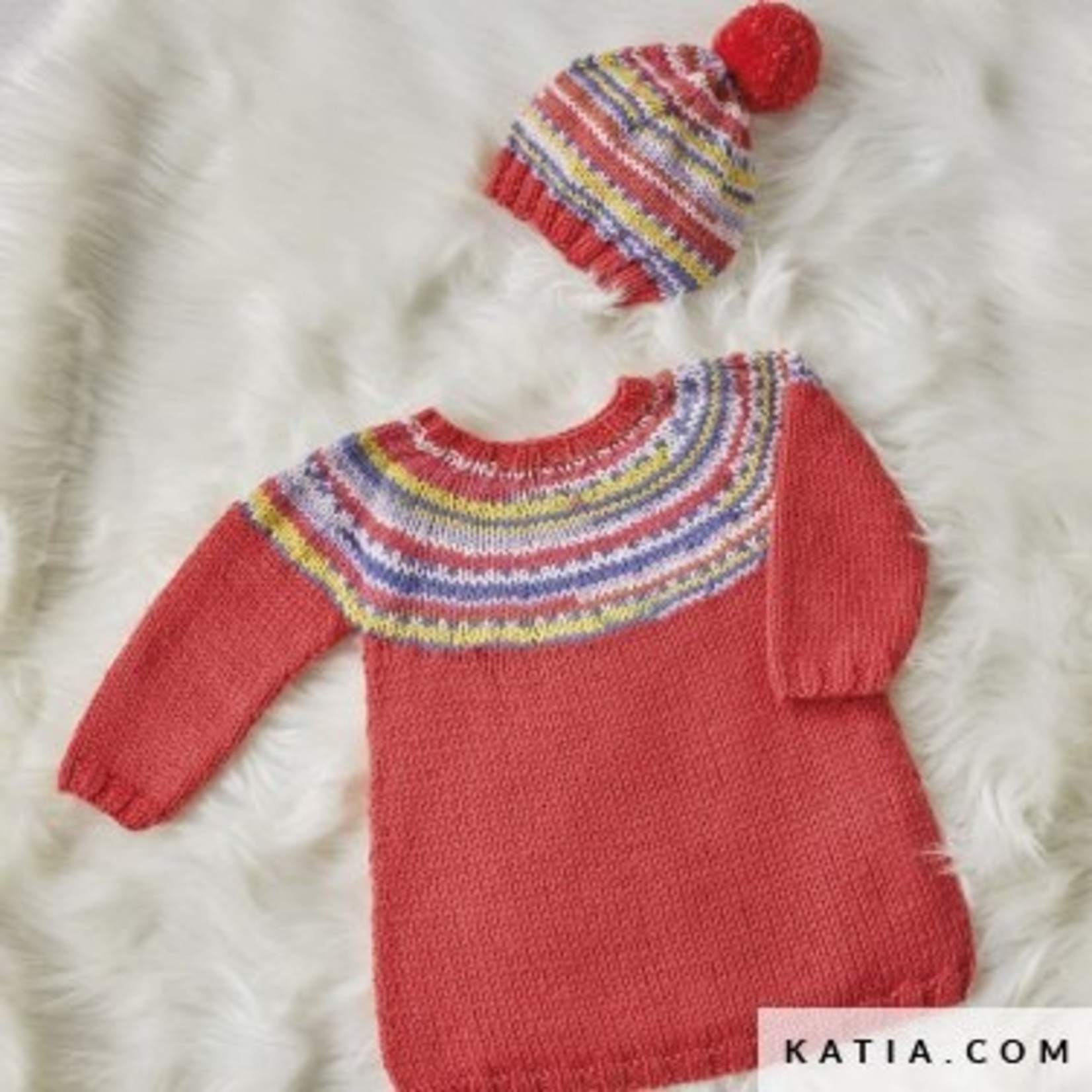 Katia Baby Jacquard 89 Oranje-Paars-Donkerblauw