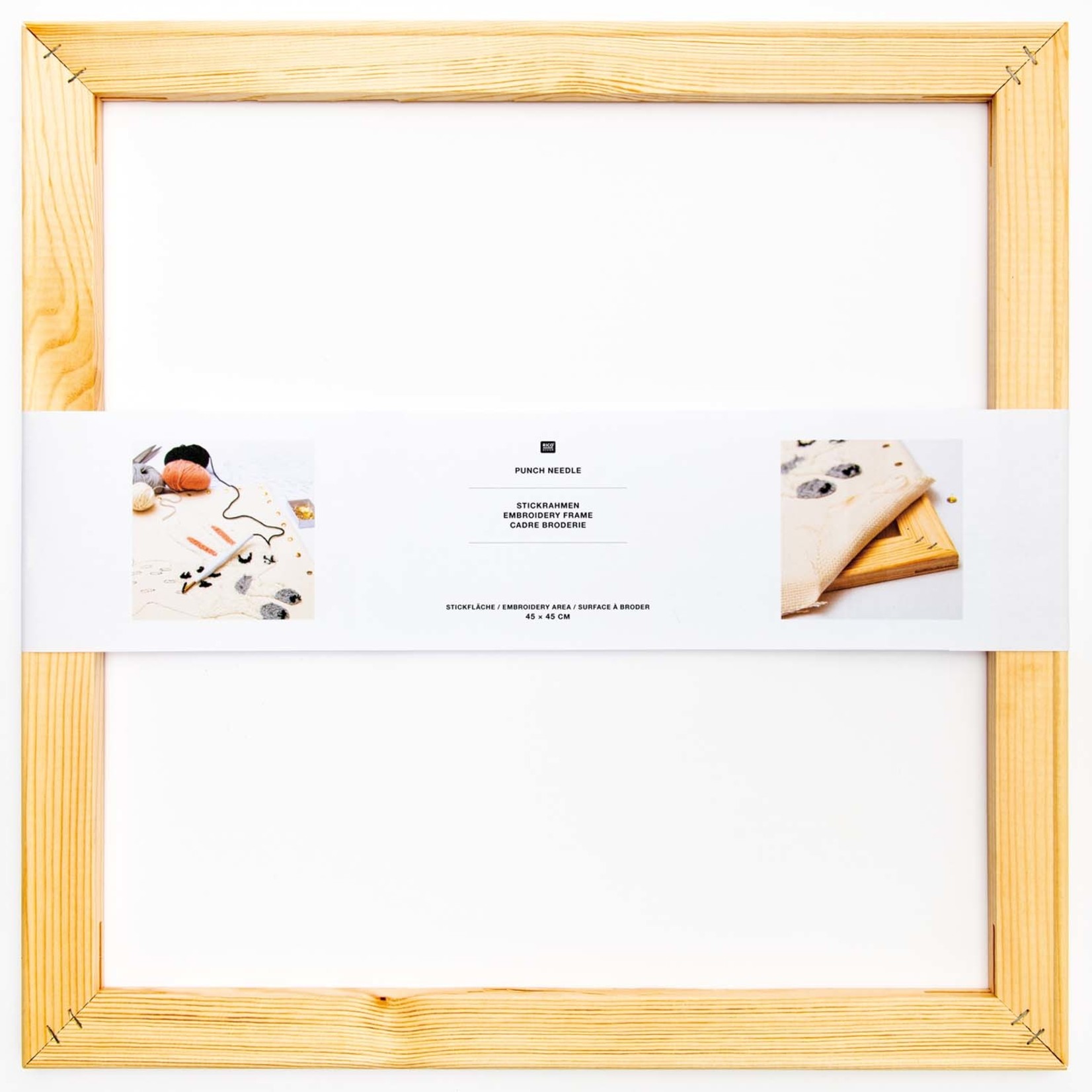 Rico Punch Needle borduurframe in hout 45 cm x 45cm