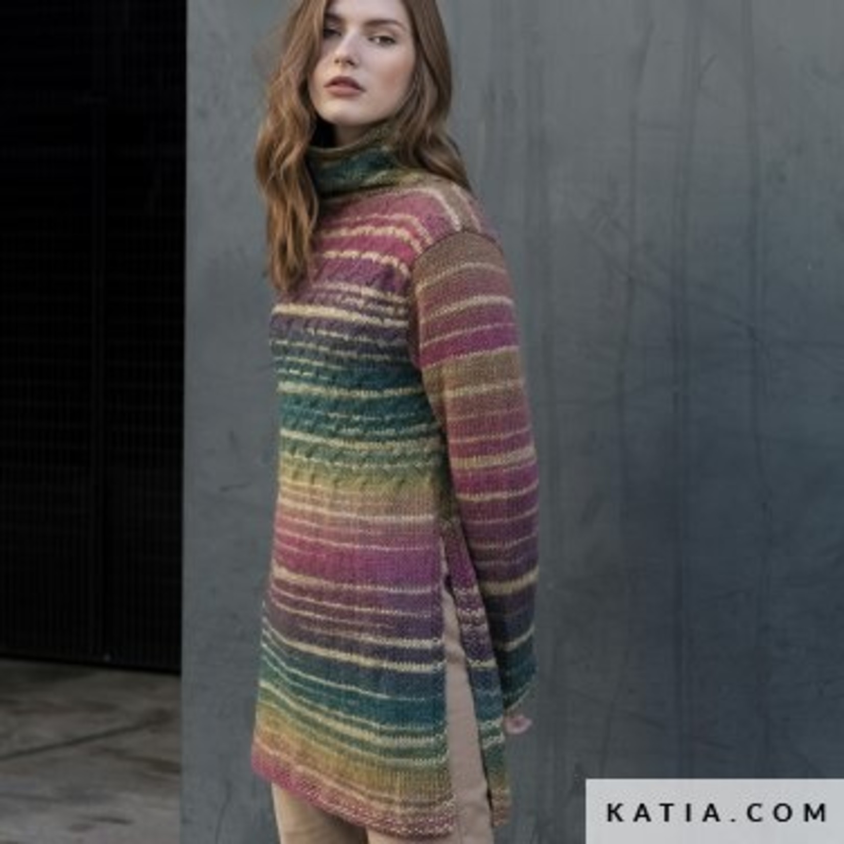 Katia Azteca Fine Lux 412 Roos-Lichtoranje-Turquoise