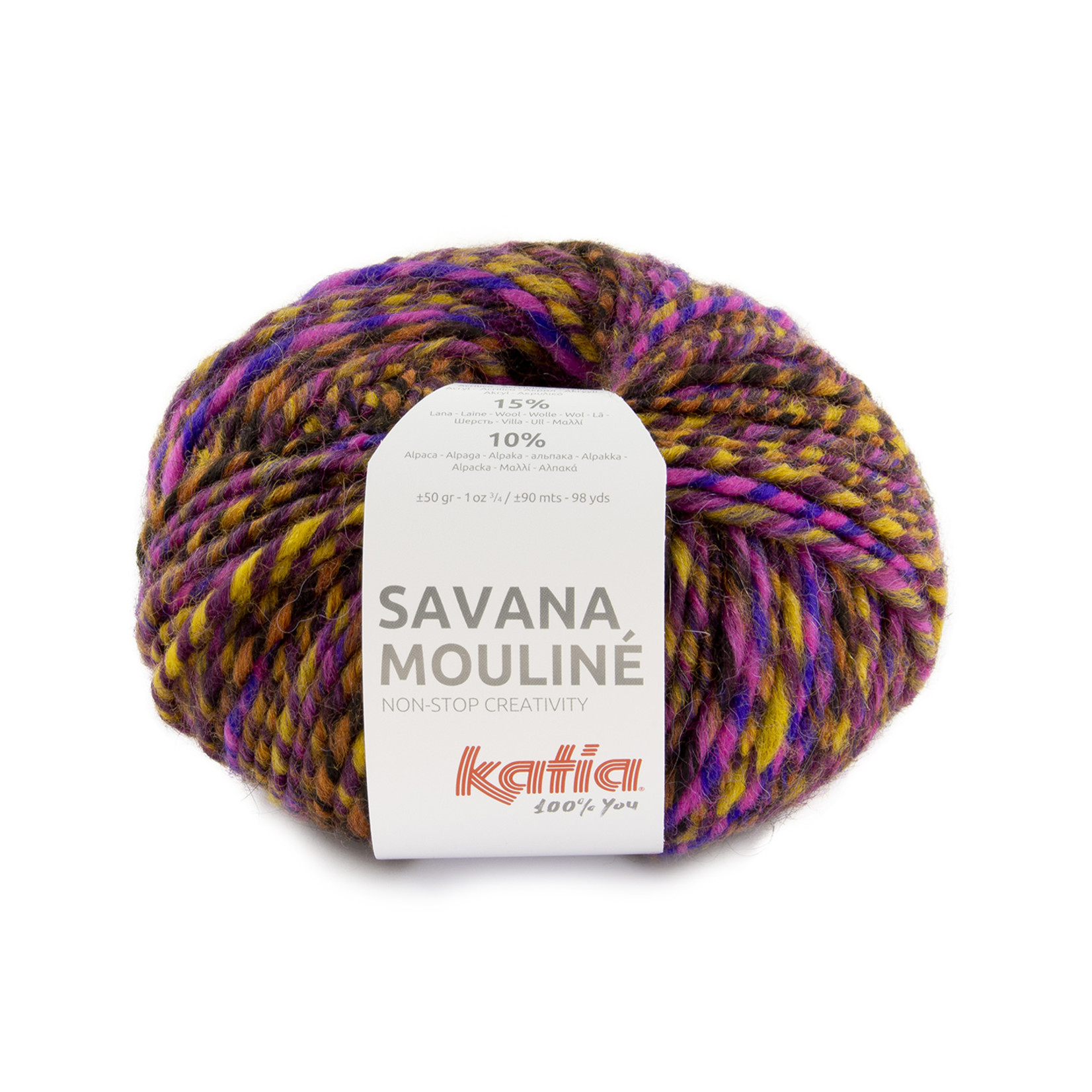 Katia Savana Mouliné 202 Lila-Oranje-Geel