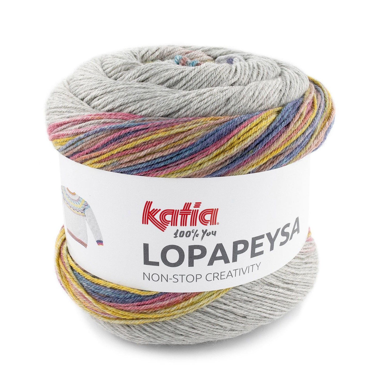 Katia Lopapeysa 200 Roos-Turquoise-Geelgroen