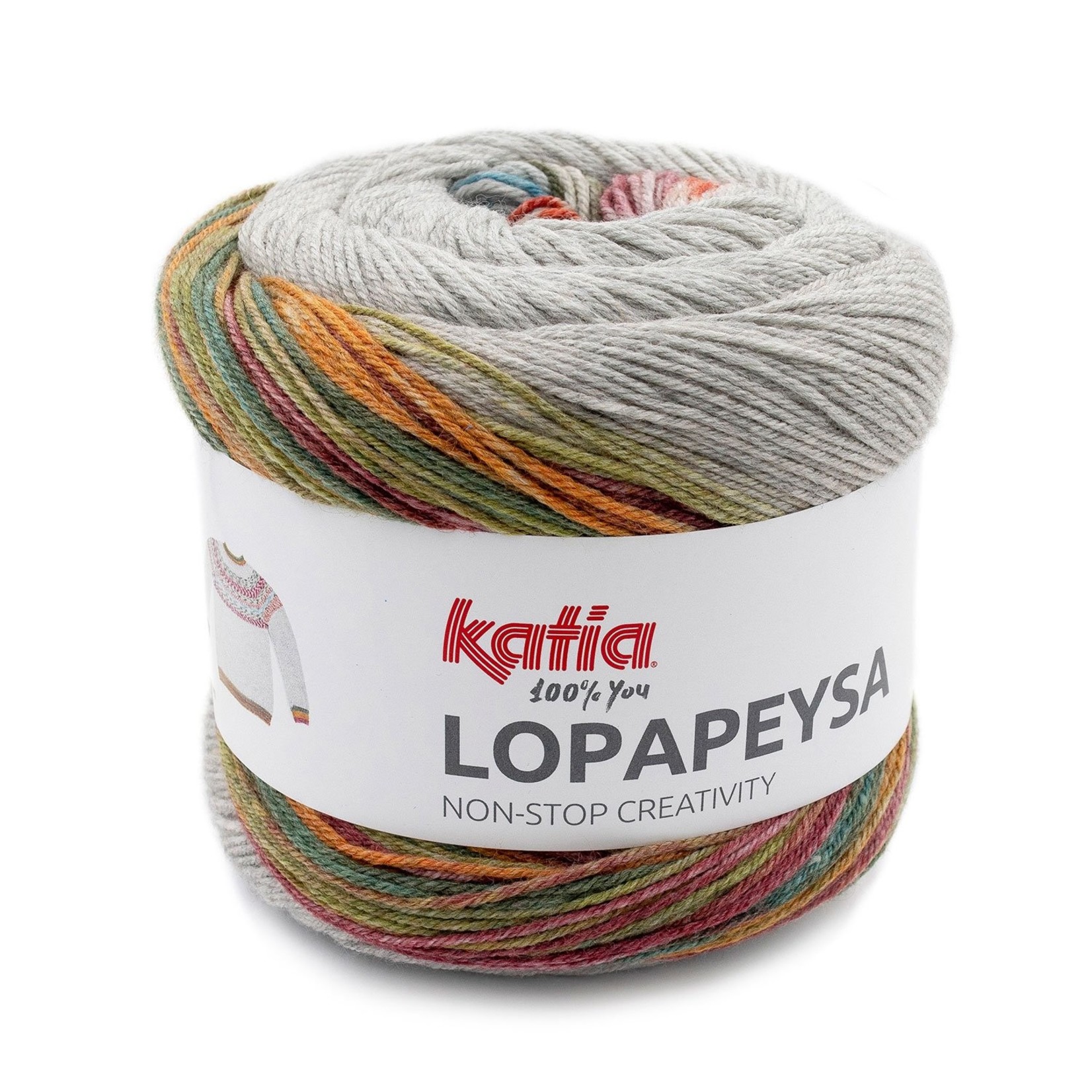 Katia Lopapeysa 203 Groen-Geel-Blauw-Rood