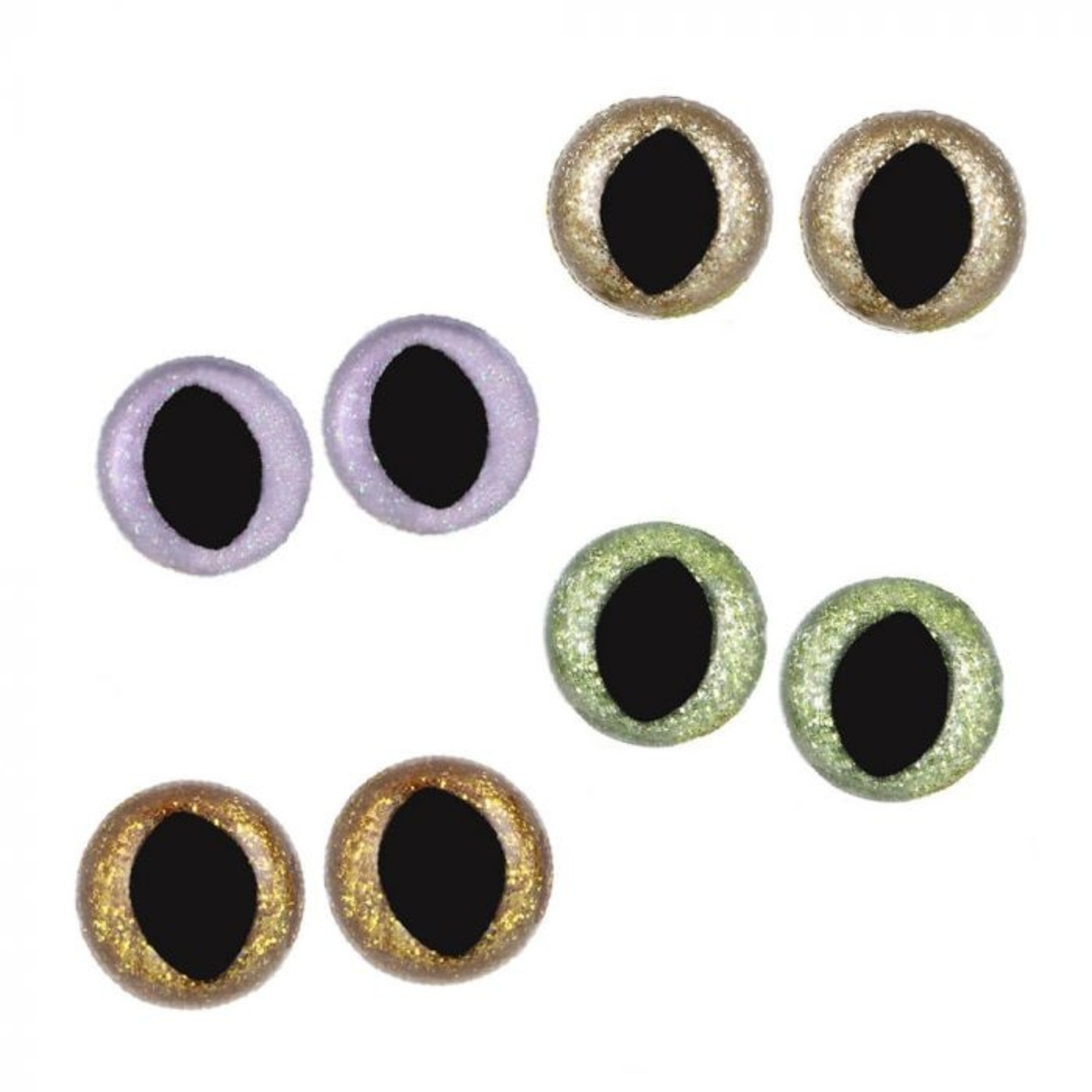 Glitter kattenogen 12-18 mm 48 stuks