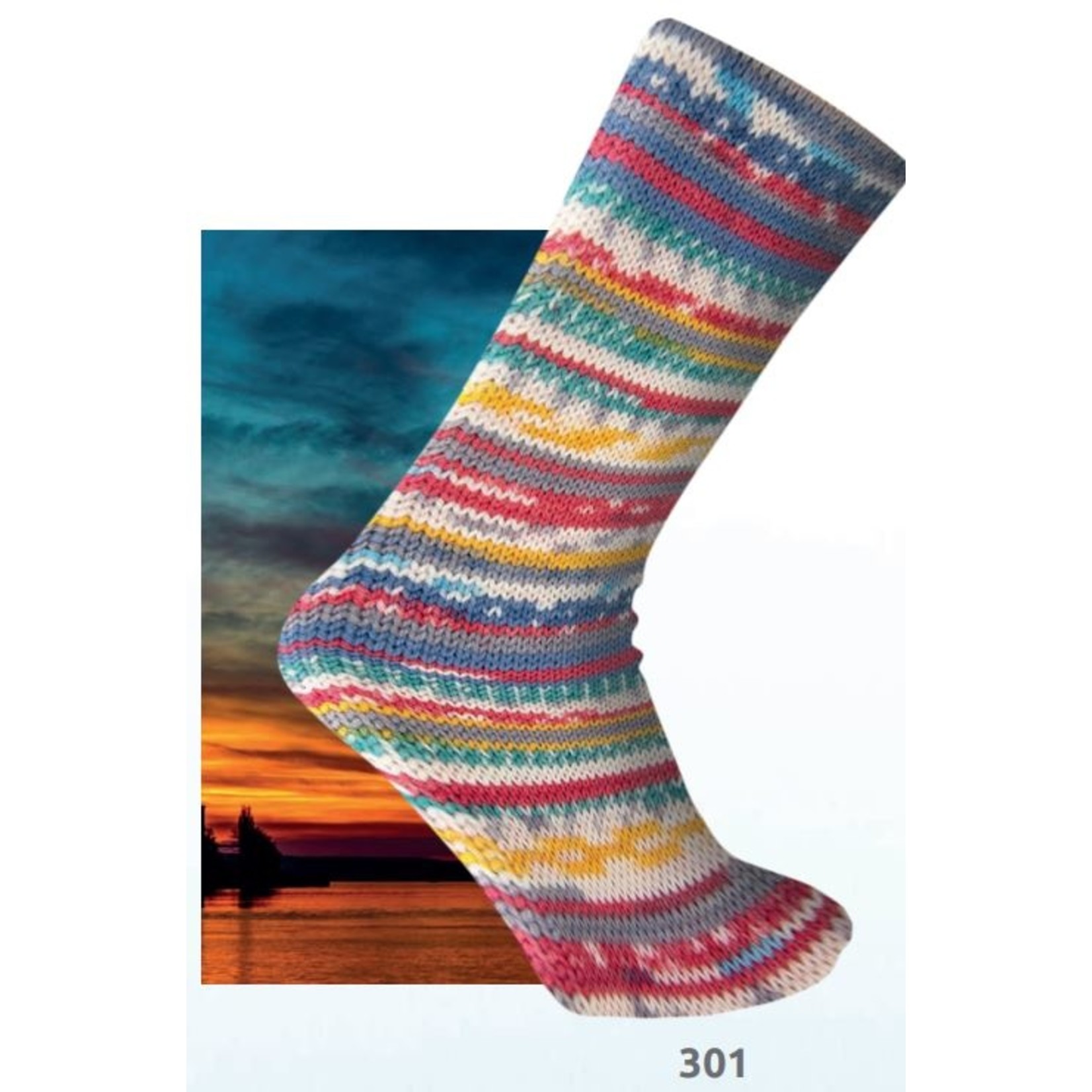 Katia Danubio Socks 301 Groen-Blauw-Rood-Geel-Turquoise