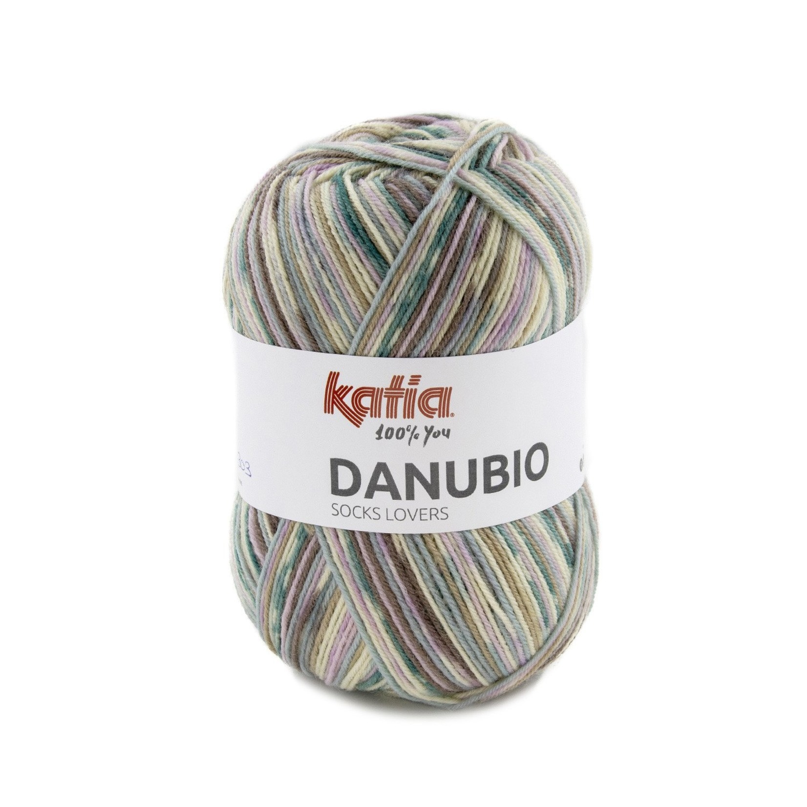 Katia Danubio Socks 303 Pastelblauw-Lichtroze-Lichtbruin-Lichtlila