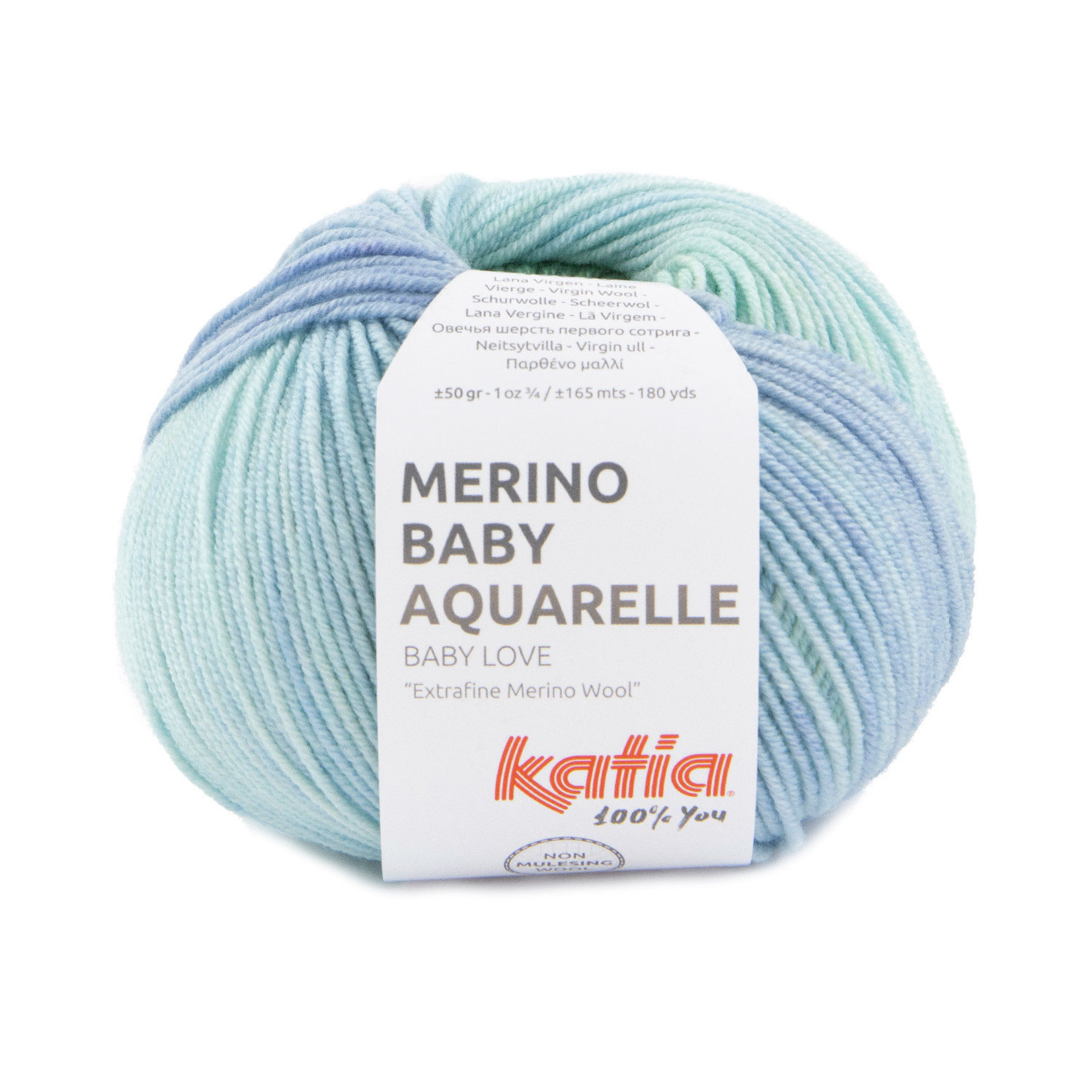 Katia Merino Baby Aquarel 353  Lichtblauw-Jeans-Mint