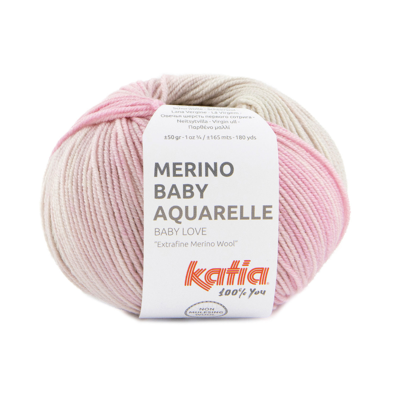 Katia Merino Baby Aquarelle 356 Steengrijs-Beige-Roos