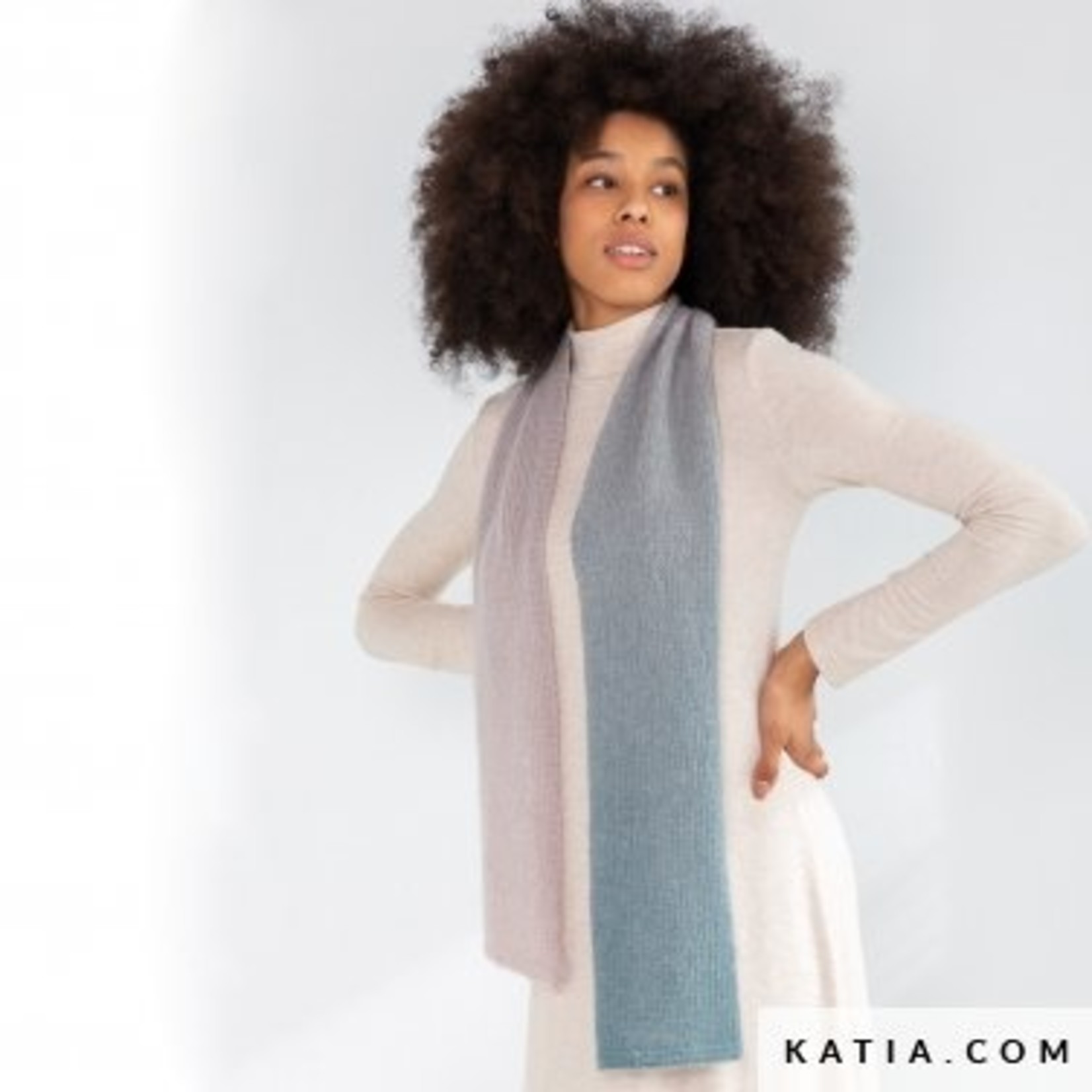 Katia Cashmina 305 Blauw-Paars-Zwart