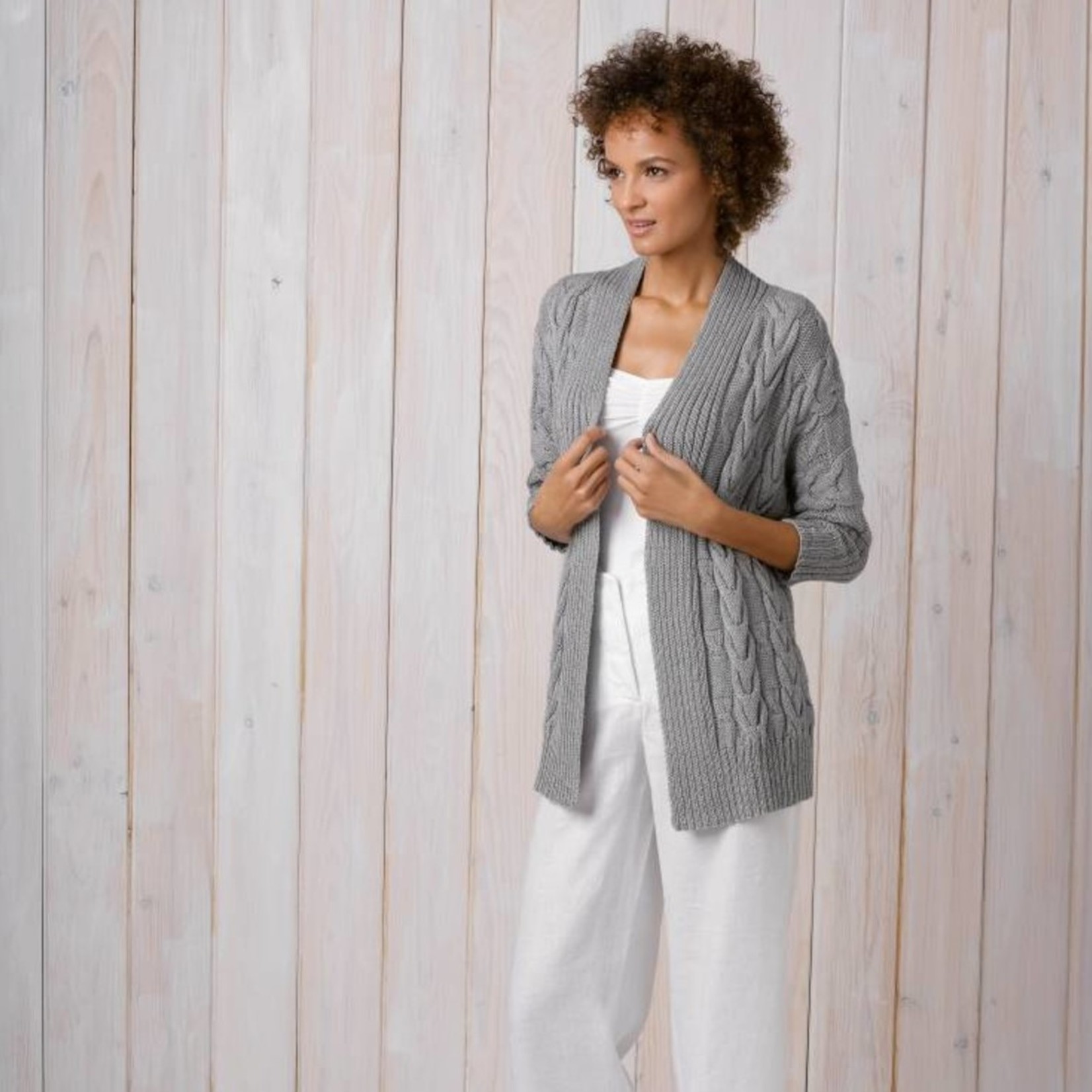 Katia Gratis Breipatroon damesvest in Katia Cotton - Cashmere