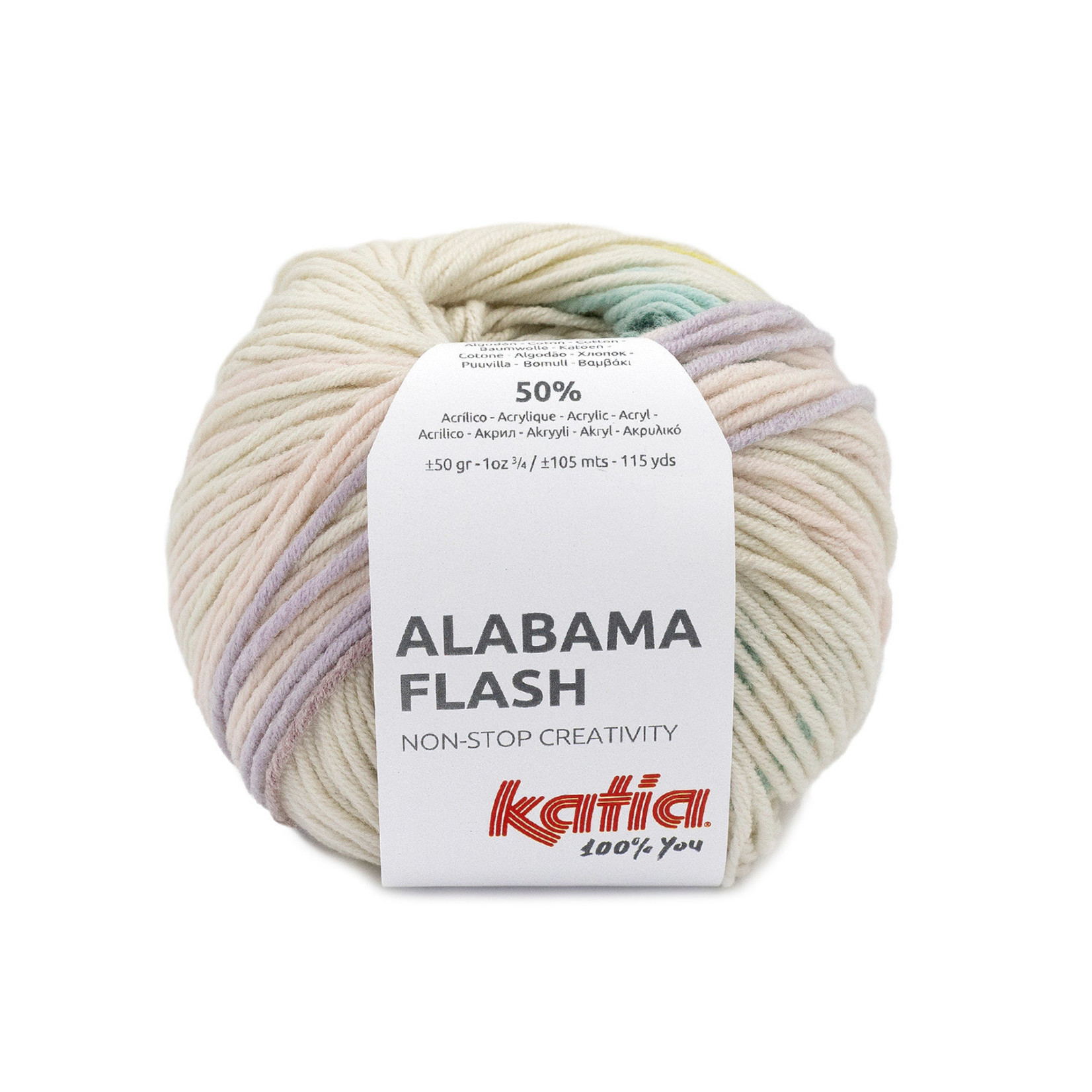 Katia Alabama Flash 105 Ecru-Pistache-Groenblauw-Lila