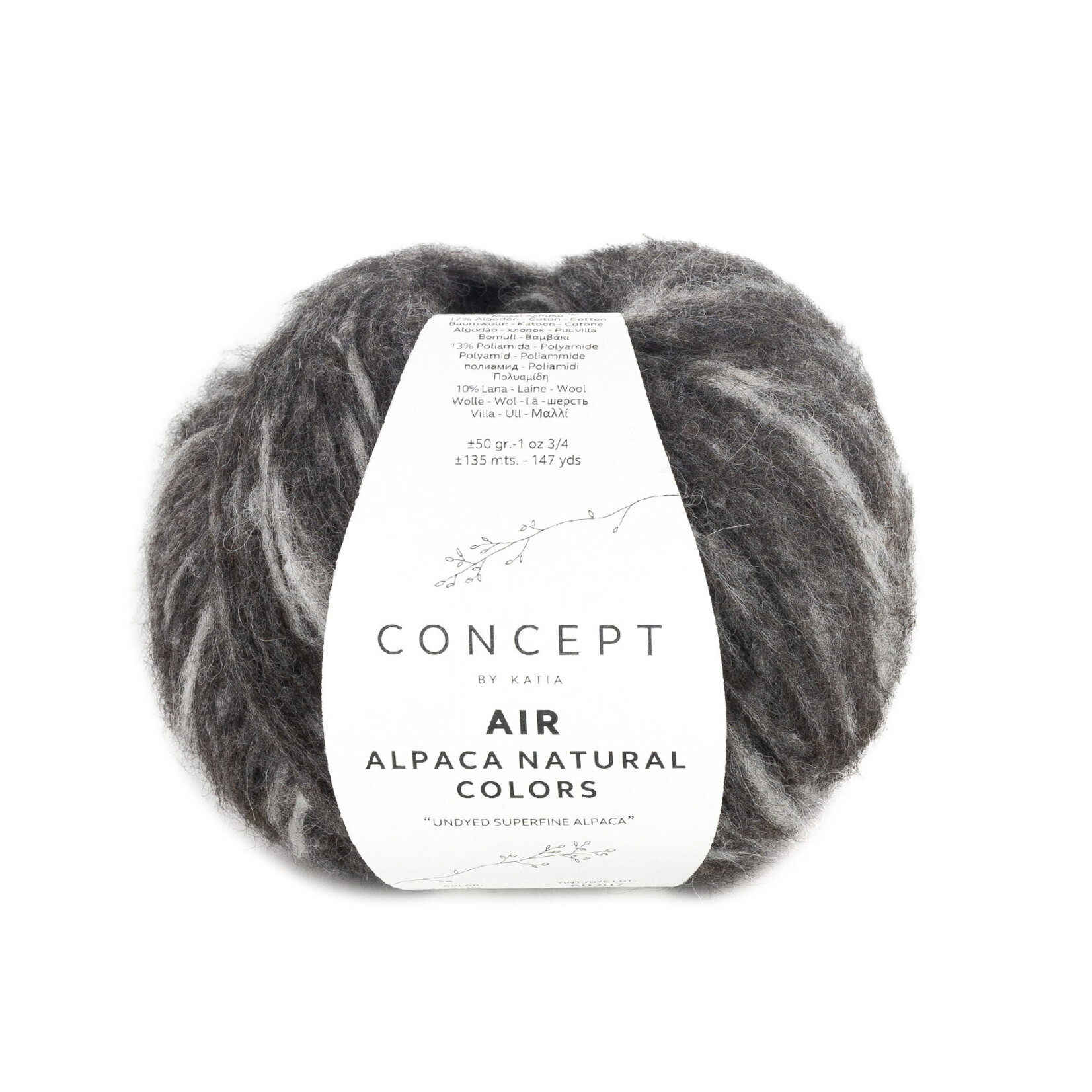 Katia Air Alpaca Naturel Colors 205 Grijs-Zwart