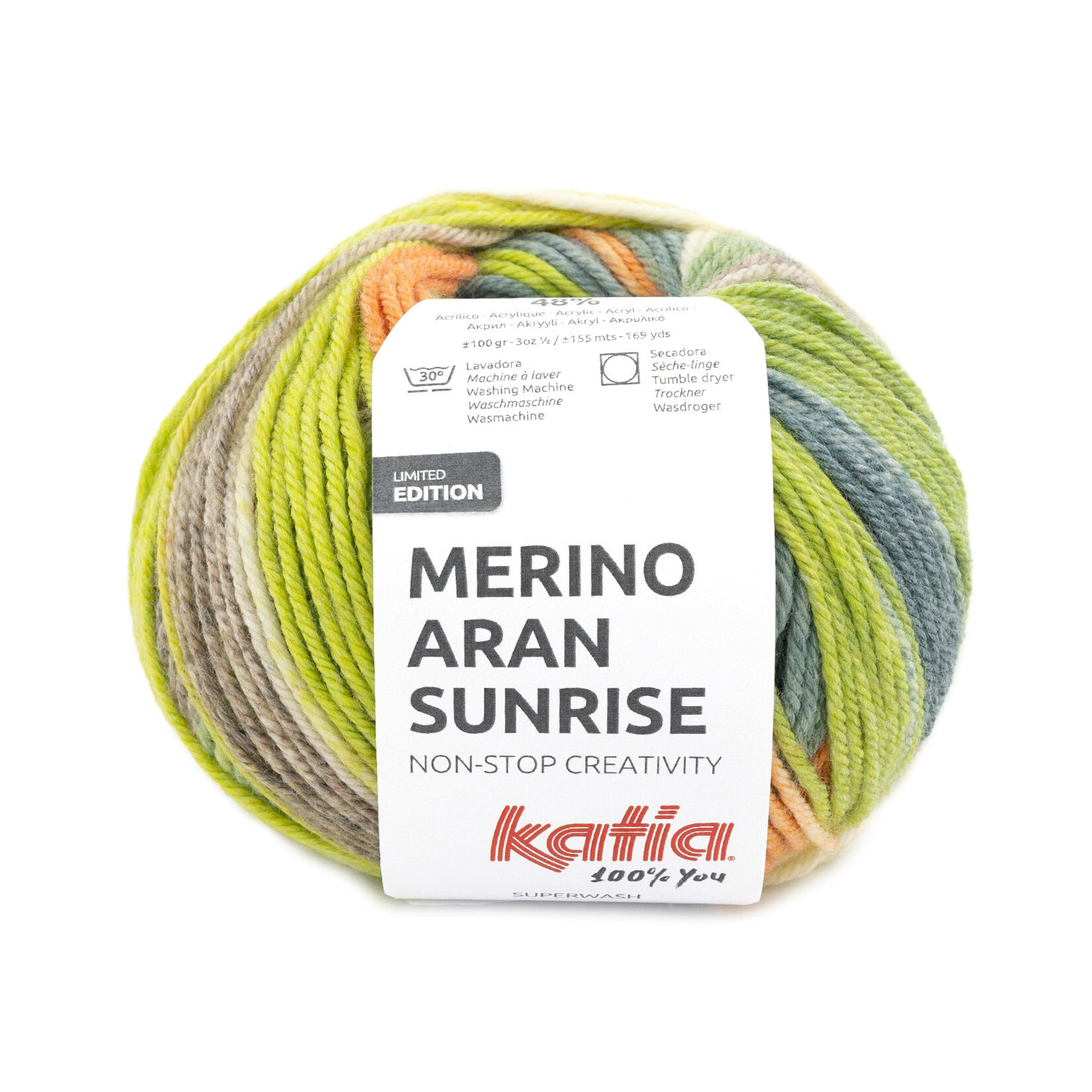 Katia Merino Aran Sunrise 301 Groenblauw-Oranje-Pistache