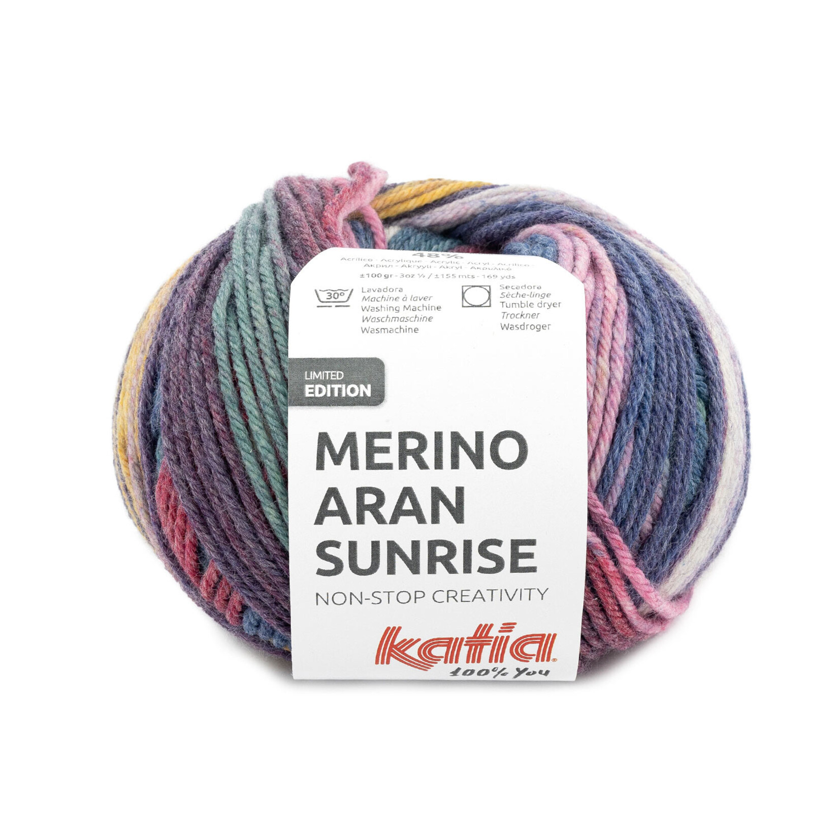 Katia Merino Aran Sunrise 306 Fuchsia-Blauw-Oker