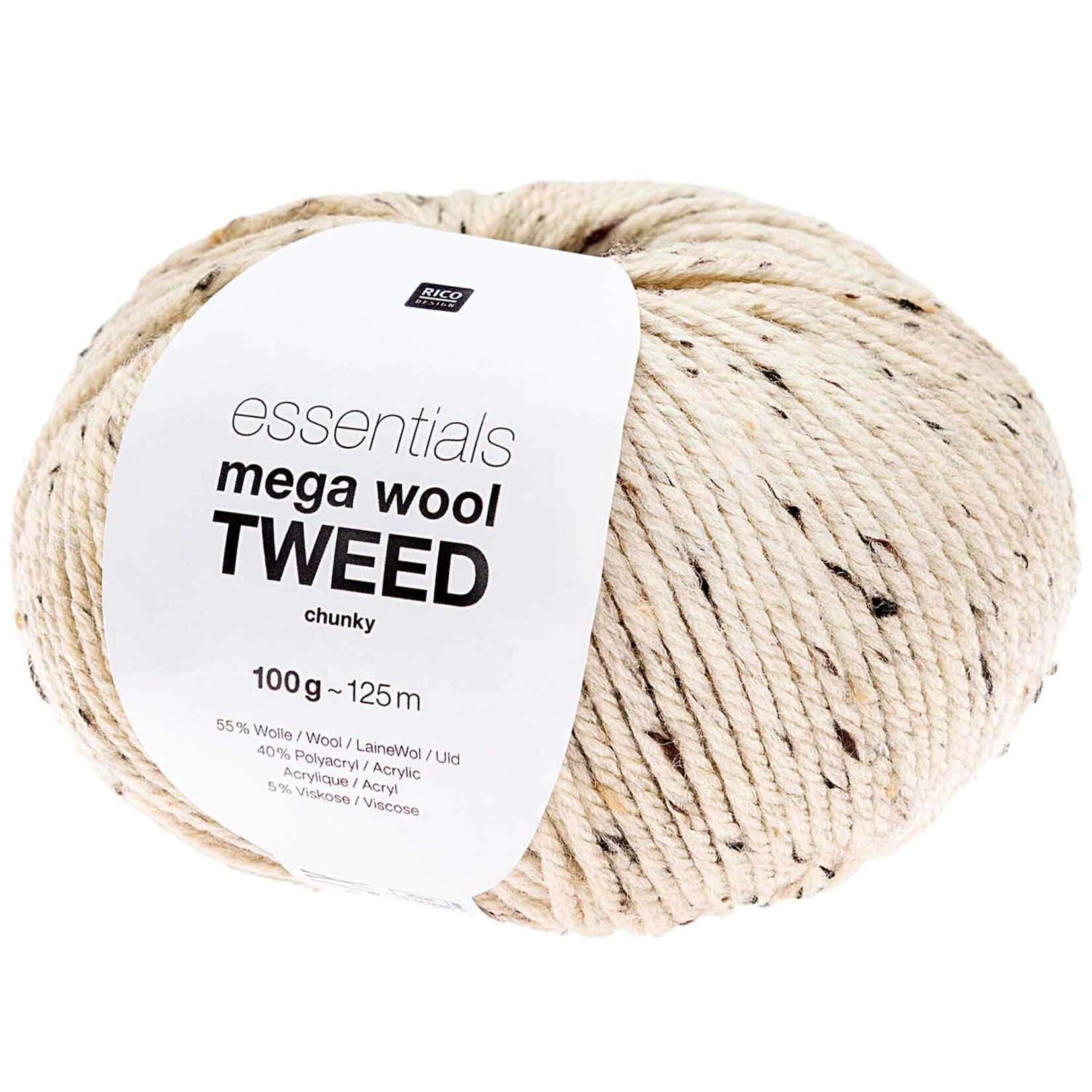 Rico Mega Wool Tweed Chunky 7 Ecru