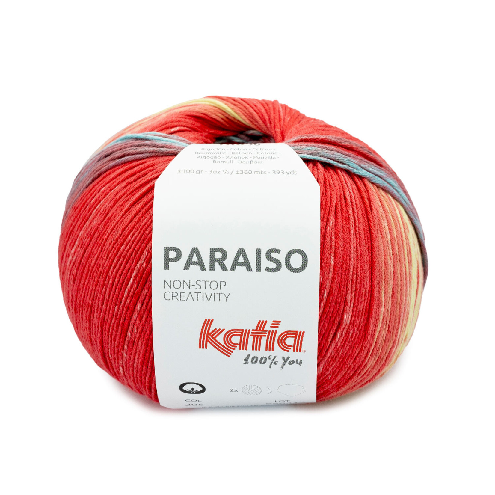 Katia Paraiso 205 Rood-Geel-Turkoois-Roze