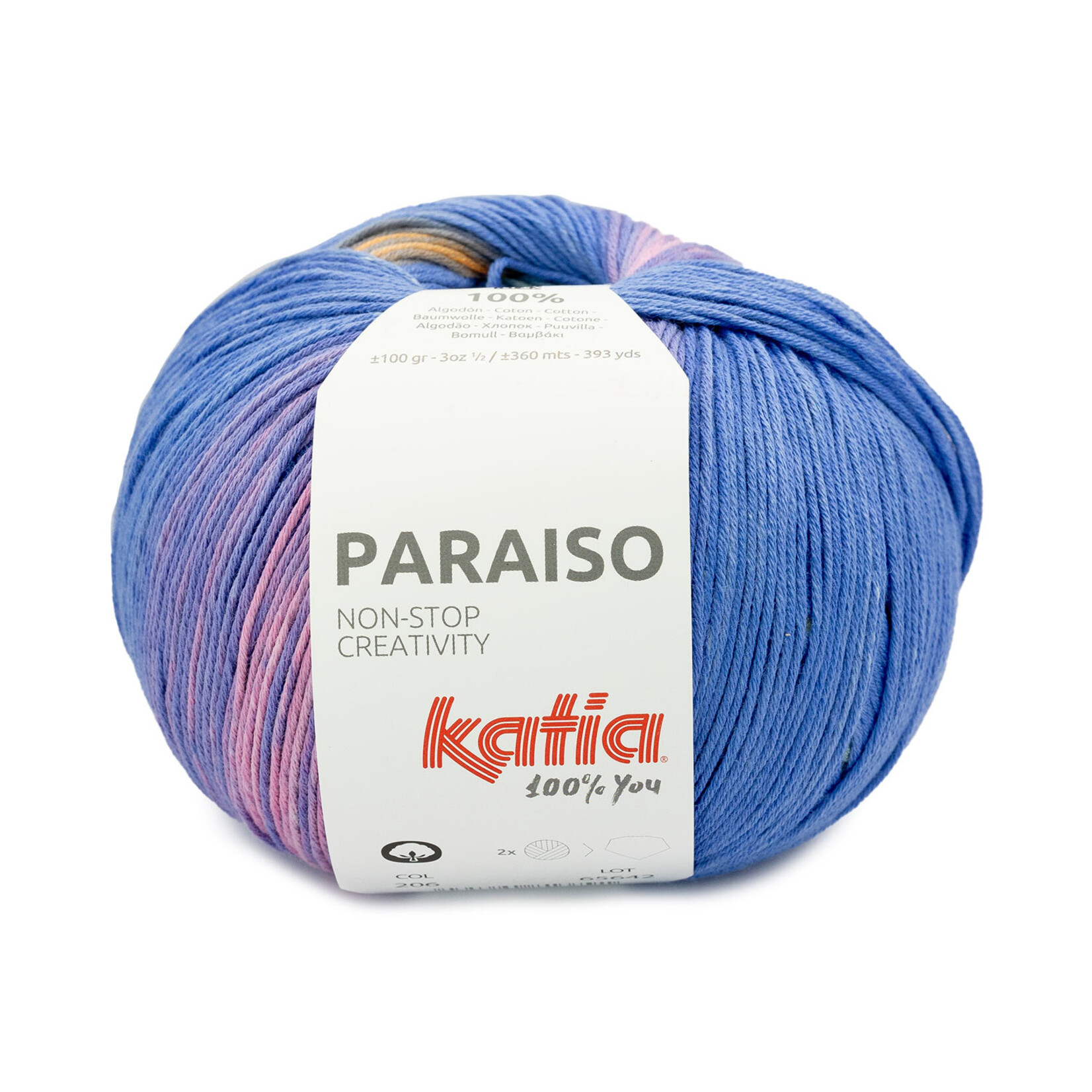 Katia Paraiso 206 Blauw-Geel-Oranje-Mauve