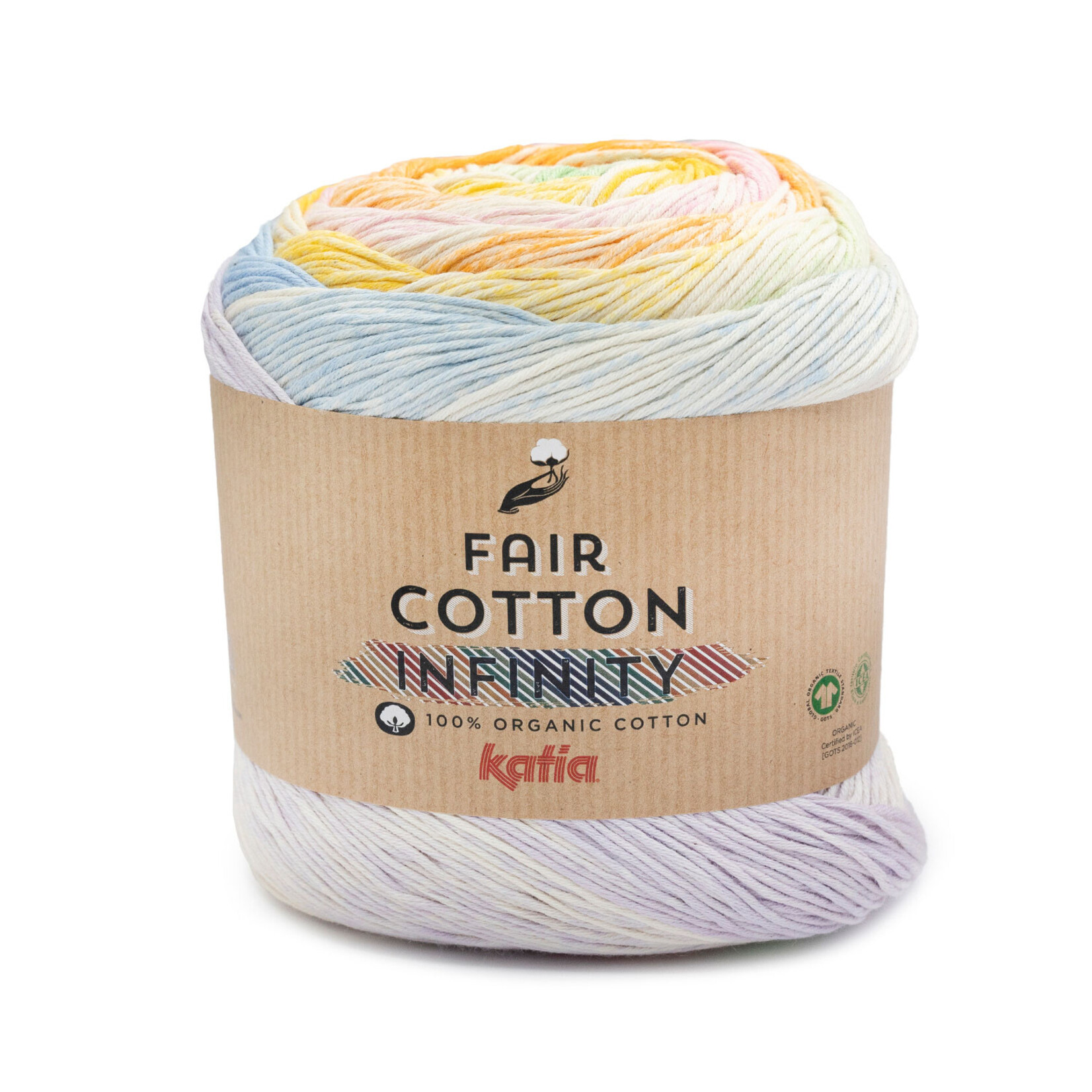 Katia Fair Cotton Infinity 101 Lila-Blauw-Groen-Geel-Oranje
