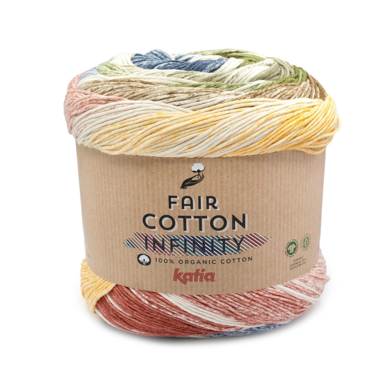 Katia Fair Cotton Infinity 107 Bruin-Bordeauxrood-Grijs-Oker