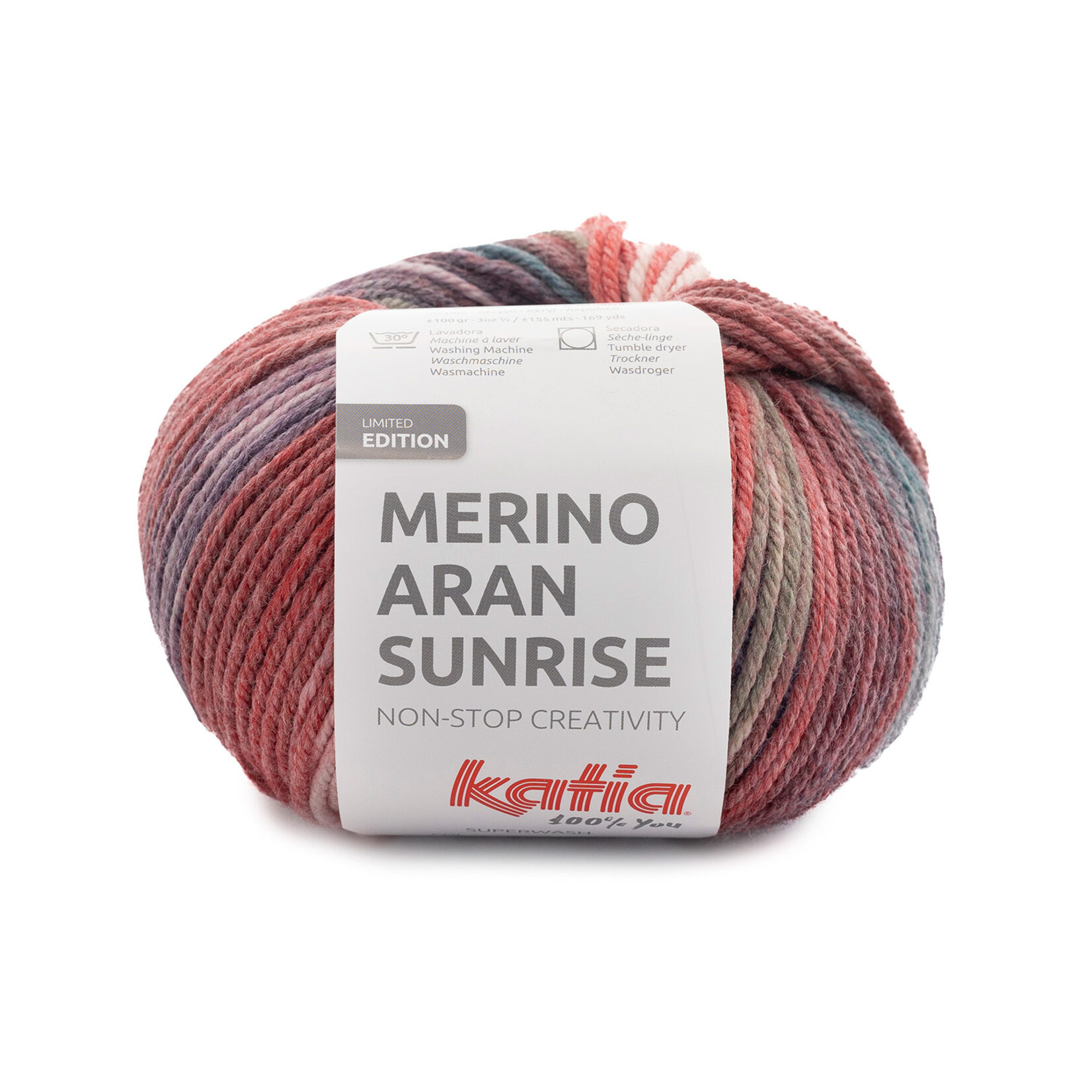 Katia Merino Aran Sunrise 309 Lila-Groen-Rood