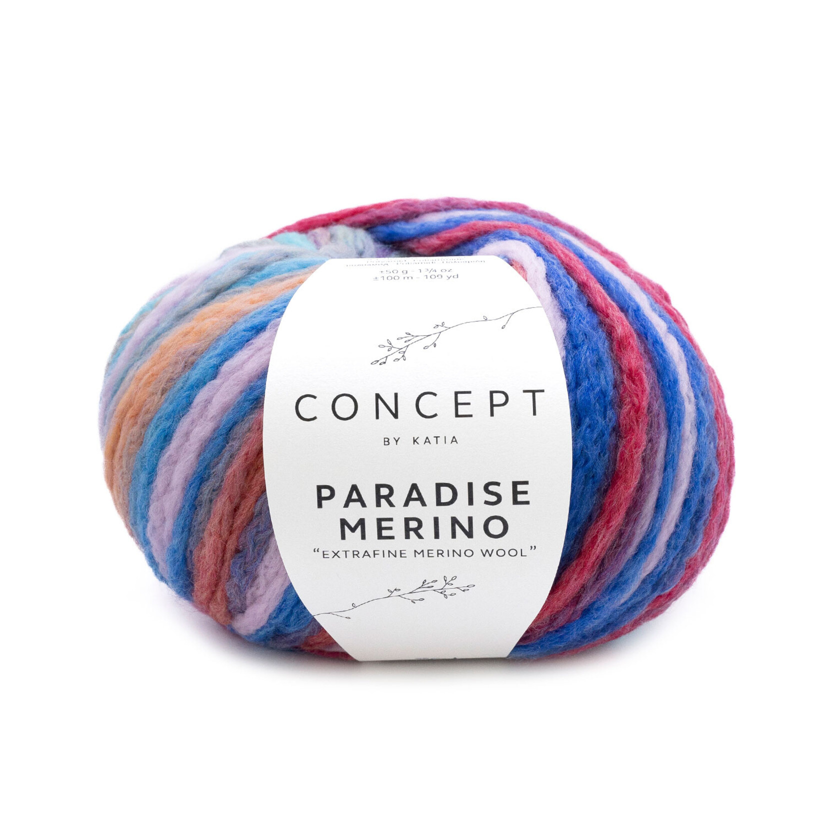 Katia Paradise Merino 501 Wijnrood-Blauw-Oranje-Lila