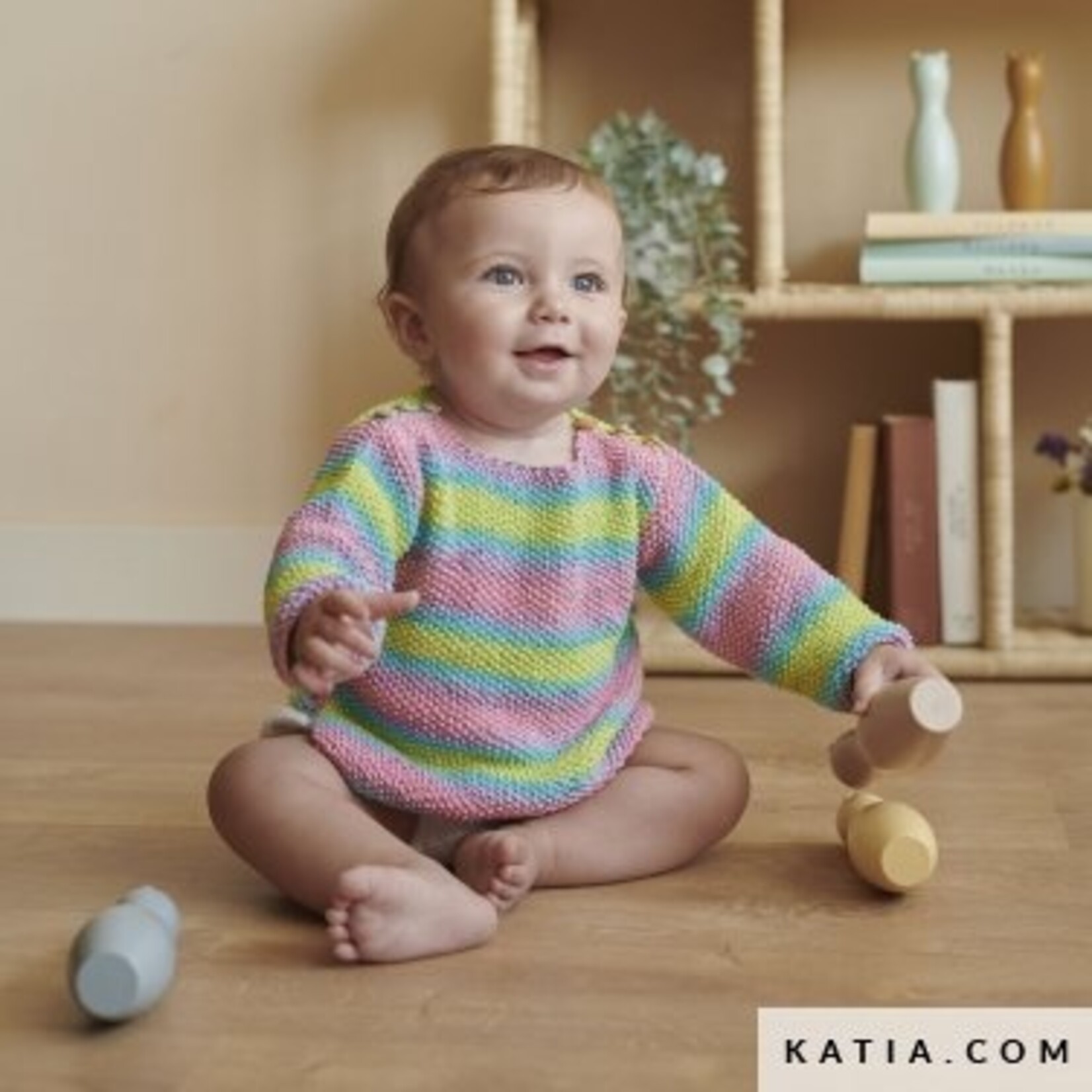 Katia Le Bambou 100 Pastelgeel-Lichtoranje-Pastelblauw-Lichtgroen