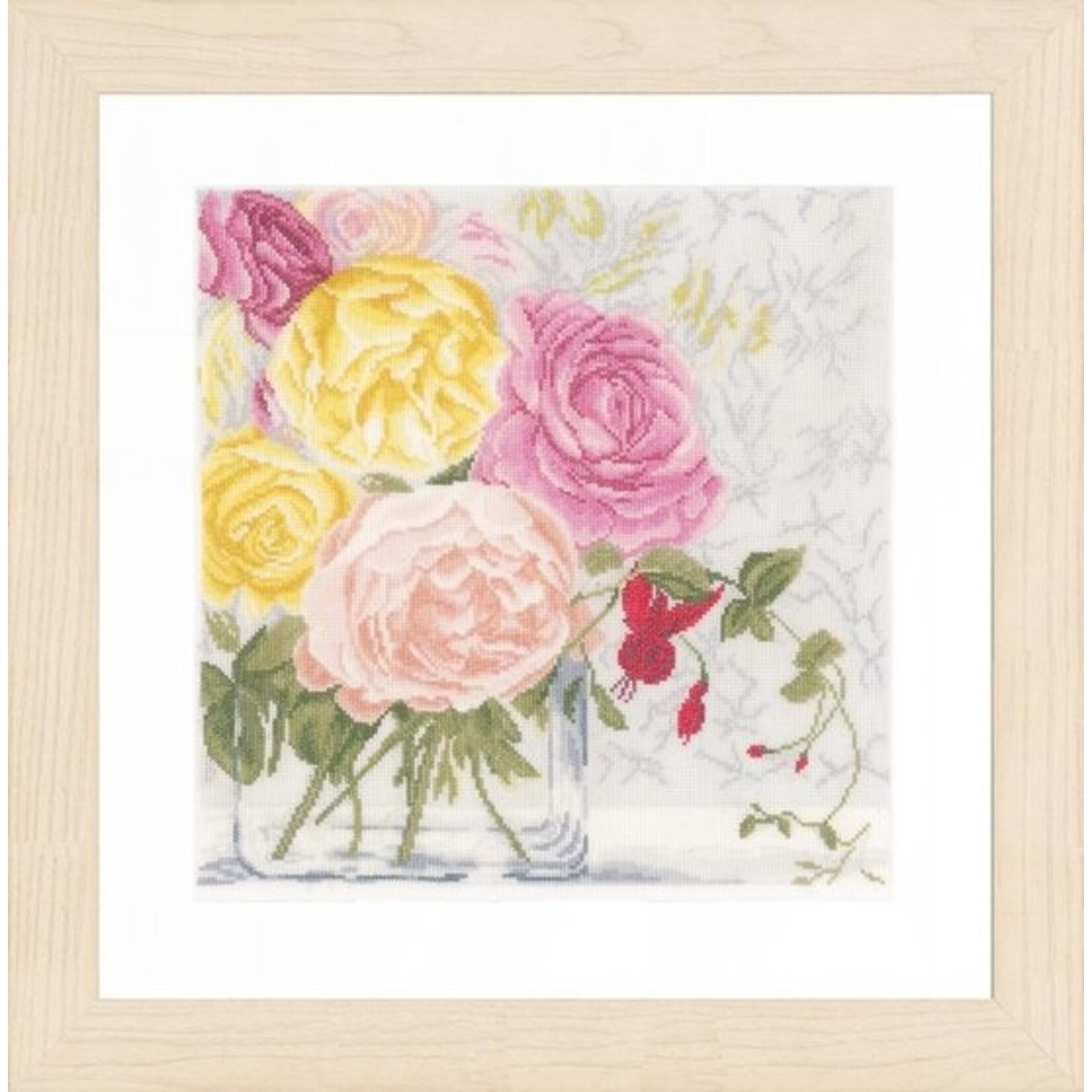 Lanarte Kruisjessteekpakket met telpatroon van Lanarte, Home & Garden, Pastelbloemen in een vaas