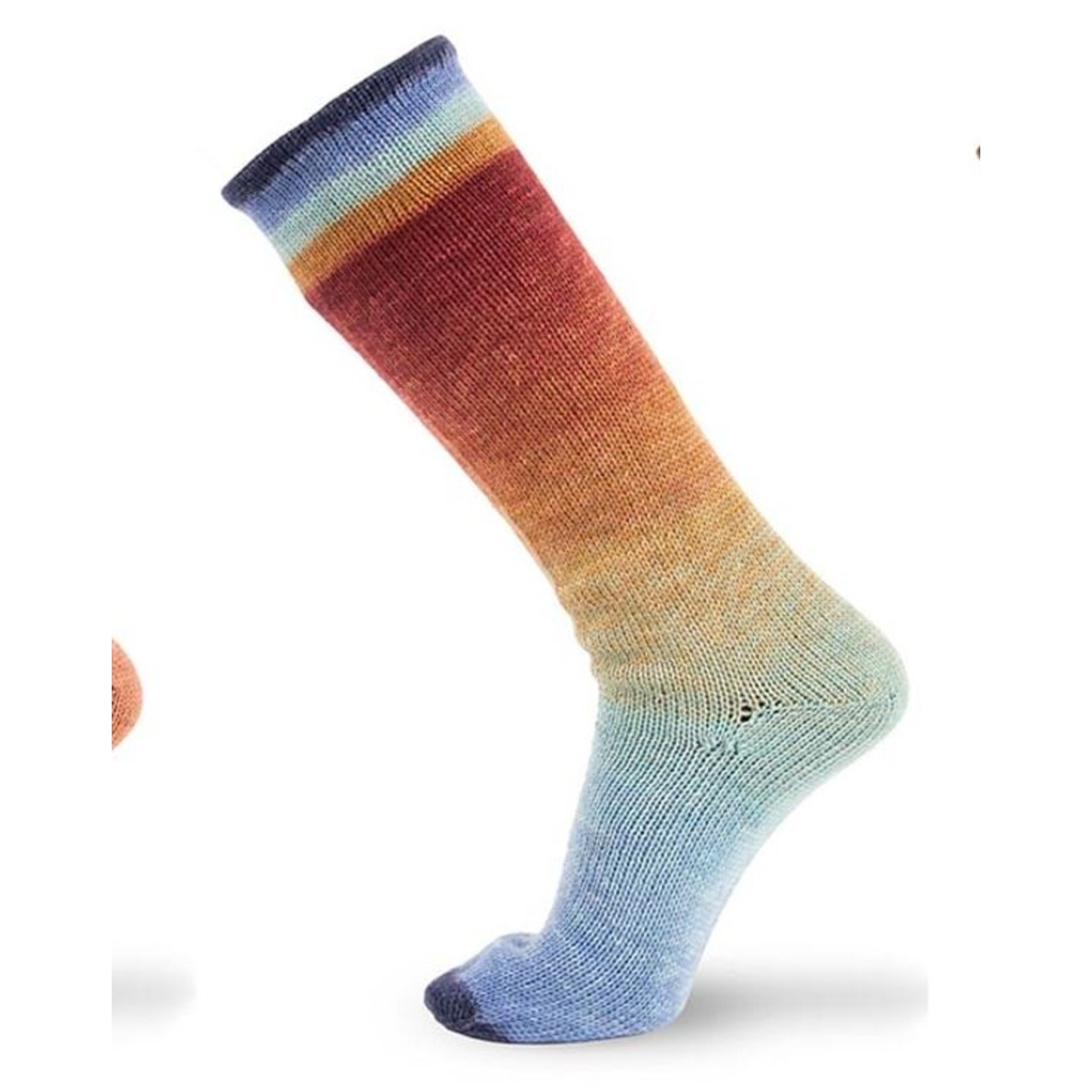 Katia Degradé Symmetric Socks 80 -Blauw-Oker-Wijnrood