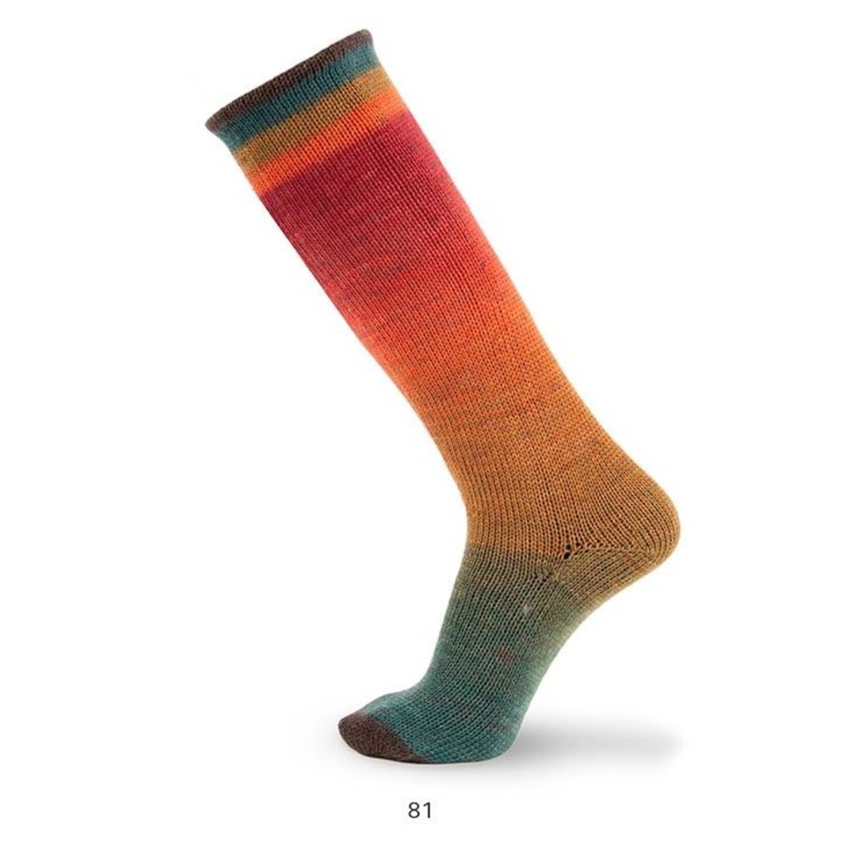 Katia Degradé Symmetric Socks 81 - Groen-Oker-Oranje-Rood