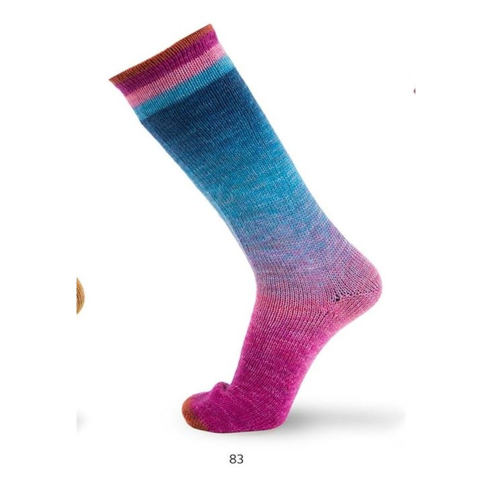 Katia Degradé Symmetric Socks 83 Bruin-Kauwgom roze-Blauw