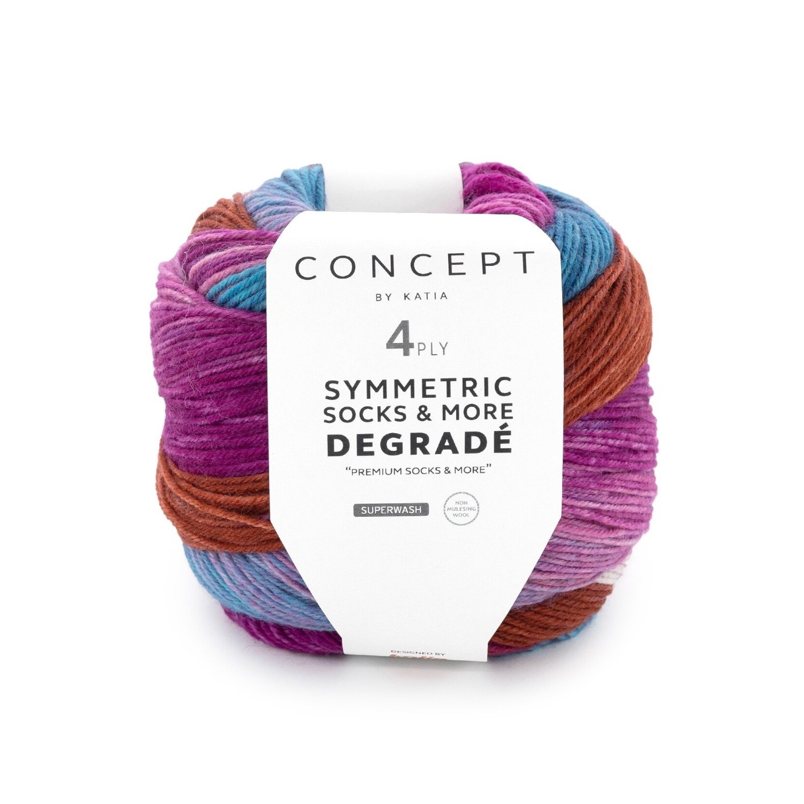 Katia Degradé Symmetric Socks 83 Bruin-Kauwgom roze-Blauw