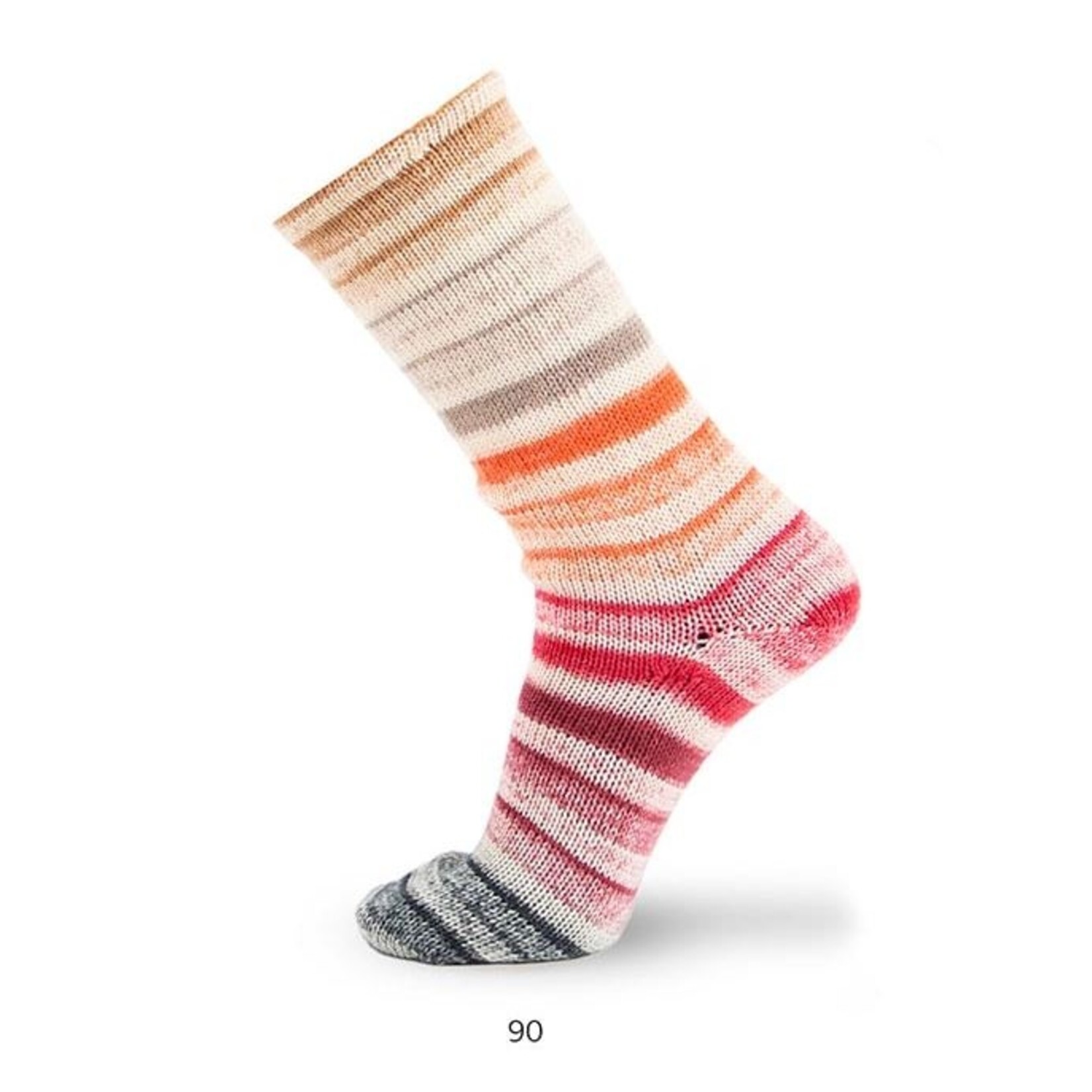 Katia Infinity Symmetric Socks 90 Beige-Oranje-Rood-Zwart