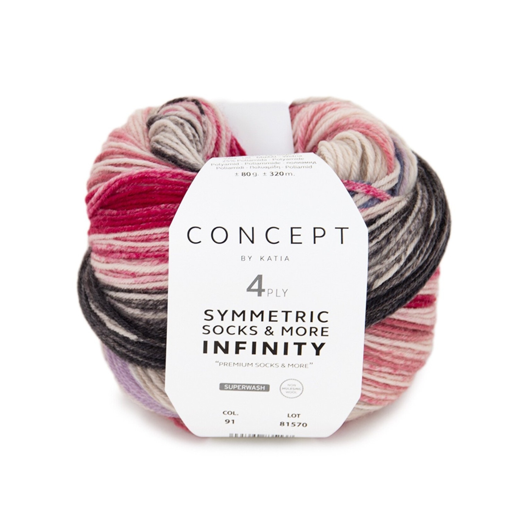 Katia Infinity Symmetric Socks 91 Bruin-Fuchsia-Paars