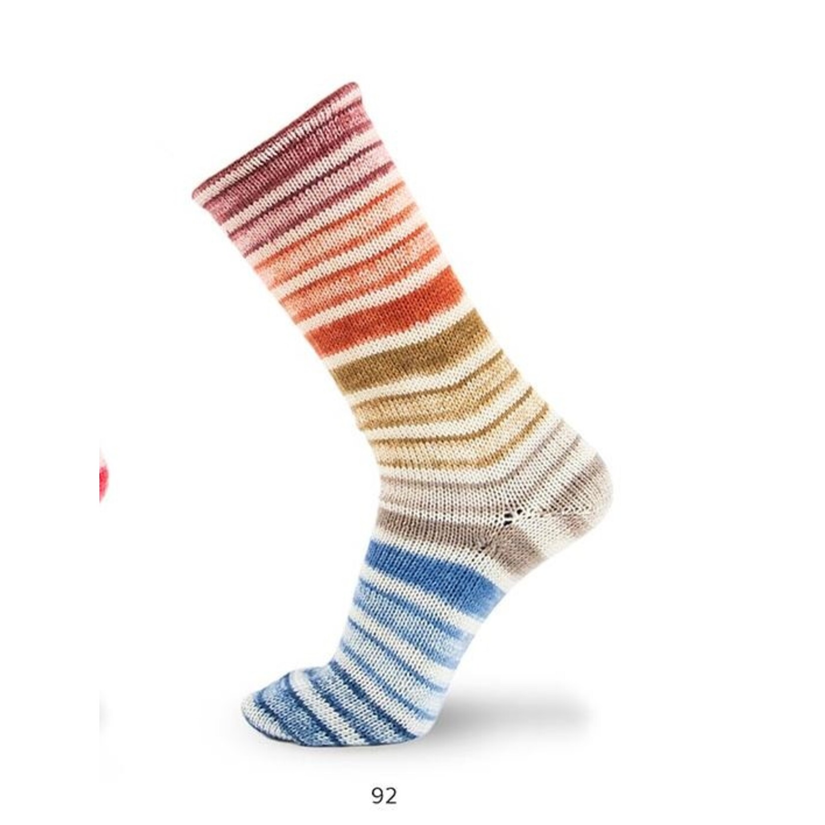 Katia Infinity Symmetric Socks 92 Blauw-Beige-Roestbruin-Wijnrood