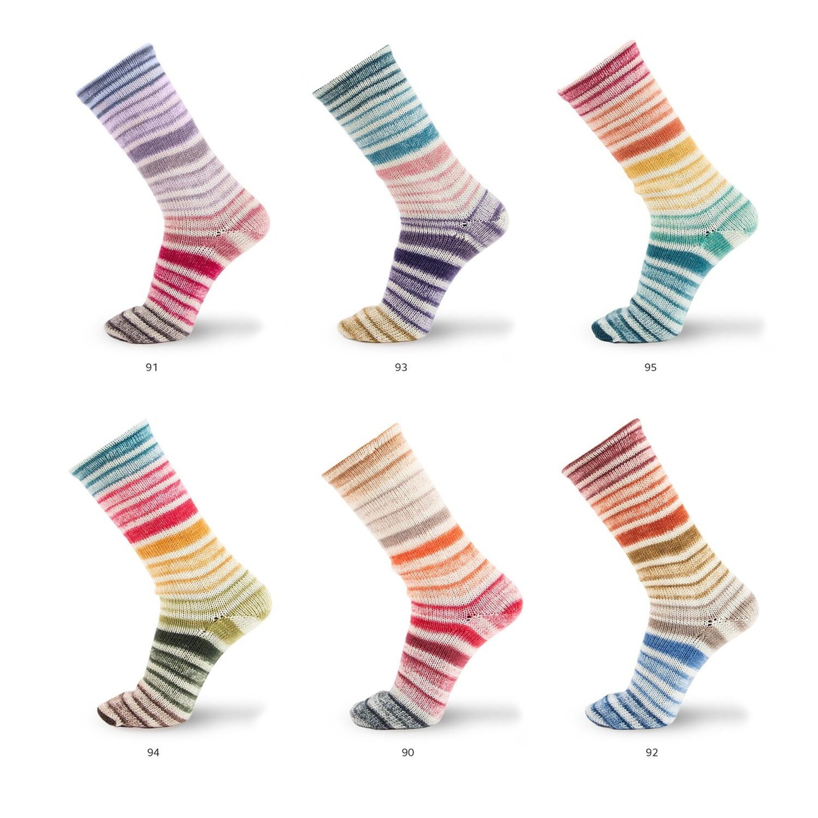 Katia Infinity Symmetric Socks 94  Bruin-Groen-Geel-Aardbei-Turquoise