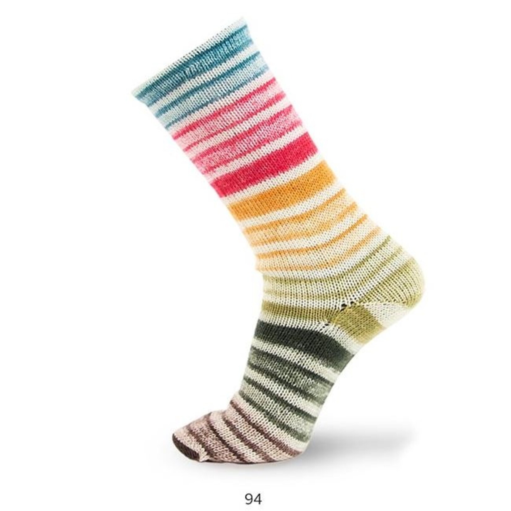 Katia Infinity Symmetric Socks 94  Bruin-Groen-Geel-Aardbei-Turquoise