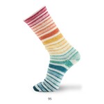 Katia Infinity Symmetric Socks 95 Turquoise-Geel-Roestbruin-Rood