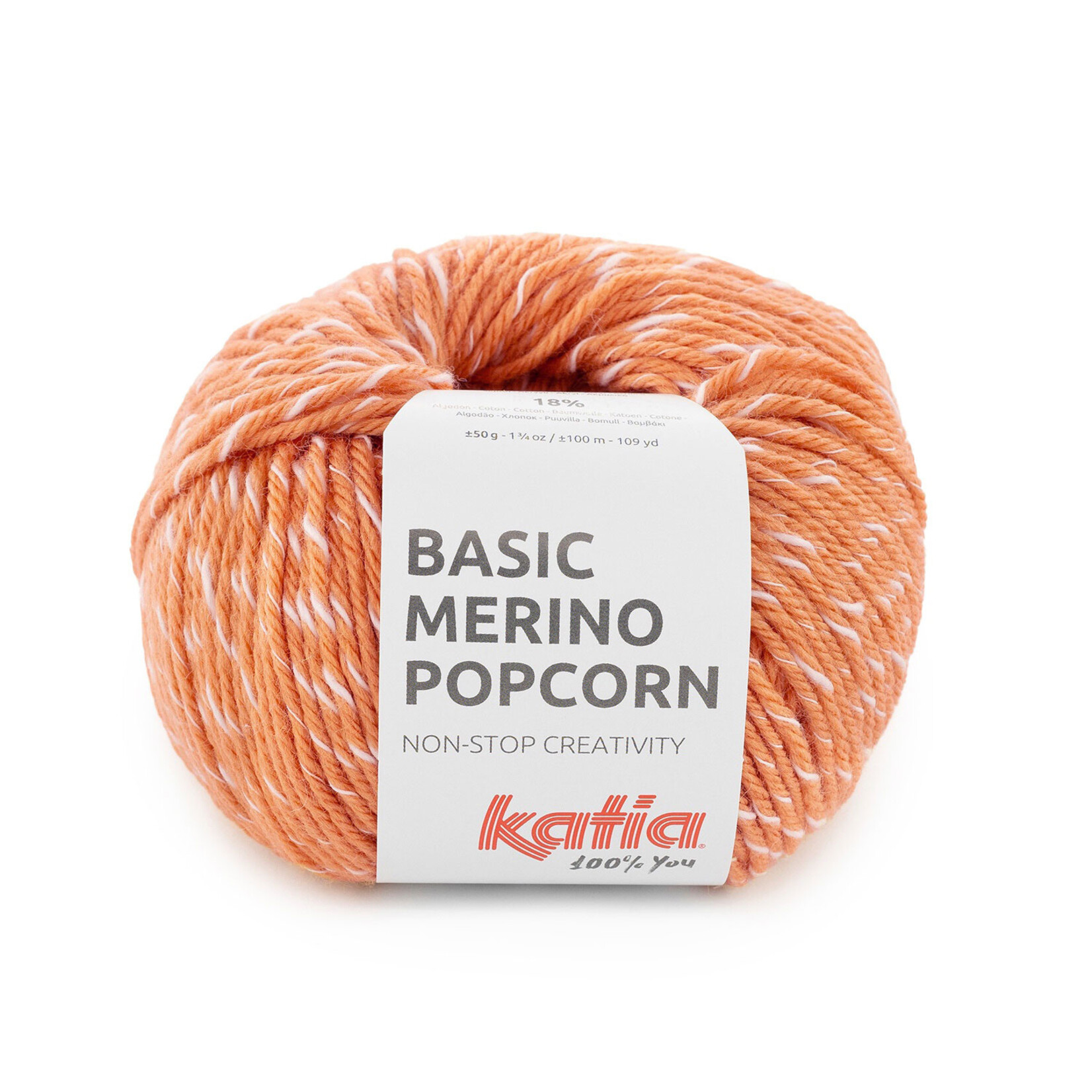 Katia Basic Merino Popcorn 110 Perzik-Wit