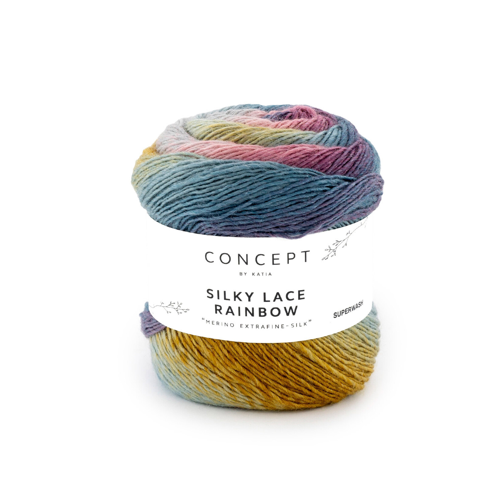 Katia Silky Lace Rainbow 303 Roze-Waterblauw-Oker