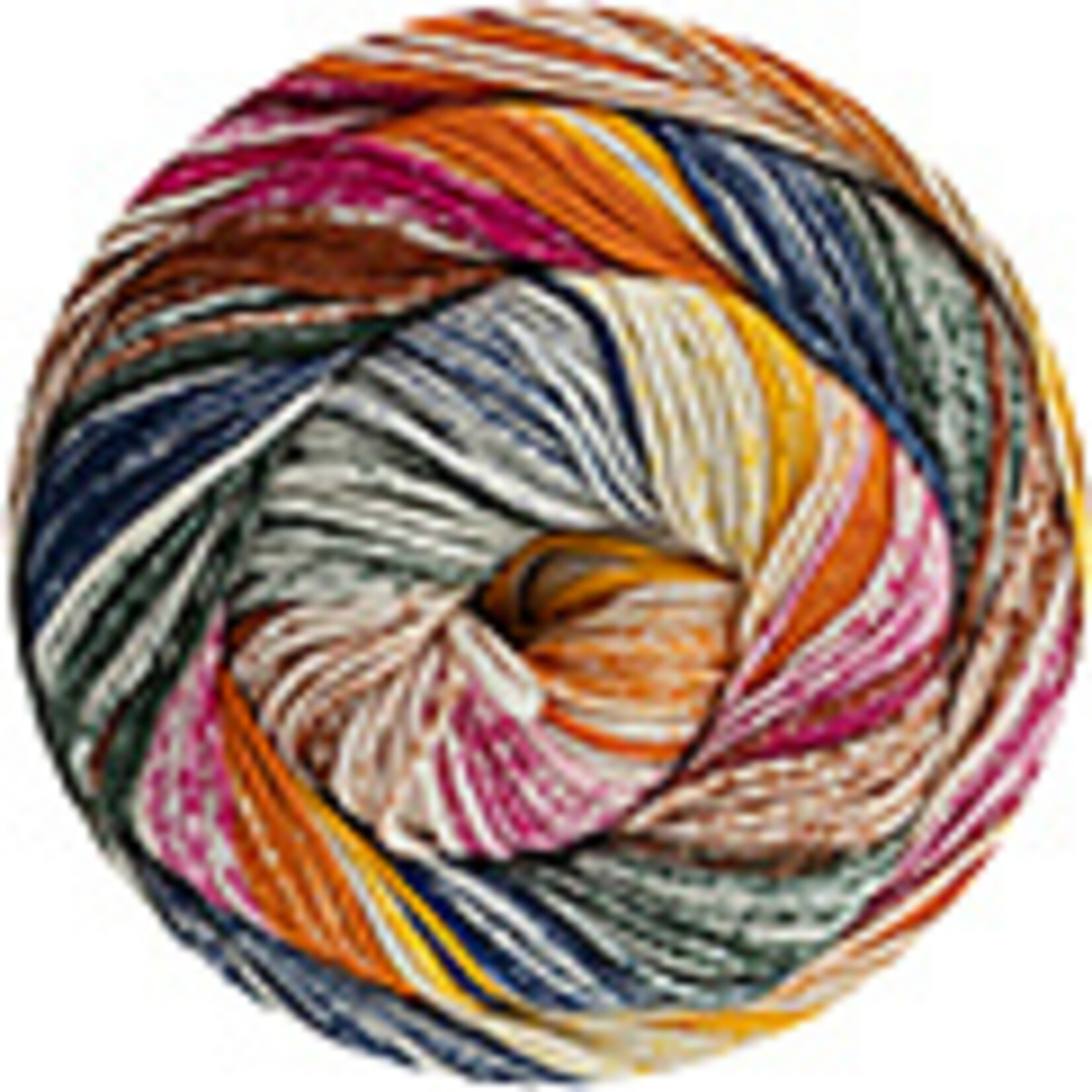 Katia Fair Cotton Arlequino 250  Geel-Flesgroen-Donkerblauw-Fuchsia