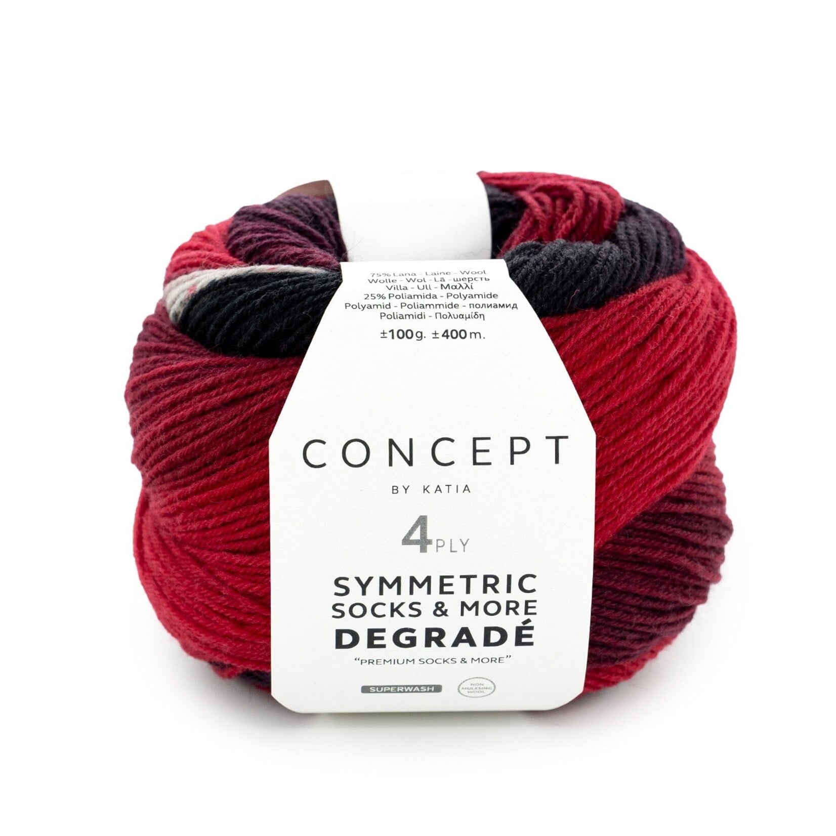 Katia Degradé Symmetric Socks 53 Rood-Zwart