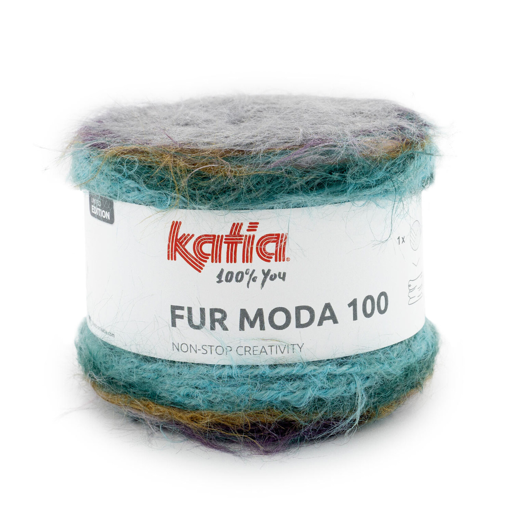 Katia Fur Moda 100 302 Petrol-Paars-Oker
