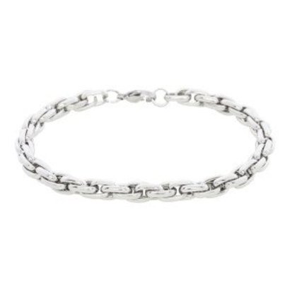 iXXXi JEWELRY iXXXi STEEL 6mm wide link bracelet with rope Silver made of stainless steel.