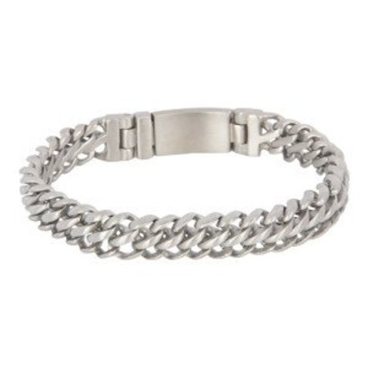 iXXXi JEWELRY iXXXi STEEL 12mm brede Armband met platte schakel Brushed Mat Zilverkleurig vervaardigd van stainless steel.